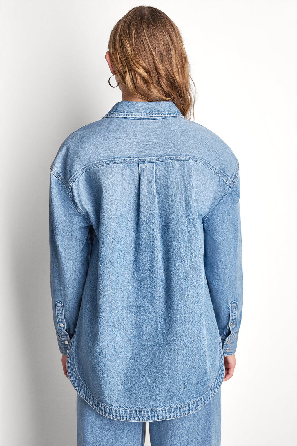 DENIM SHIRT WITH LOGO CUTOUT