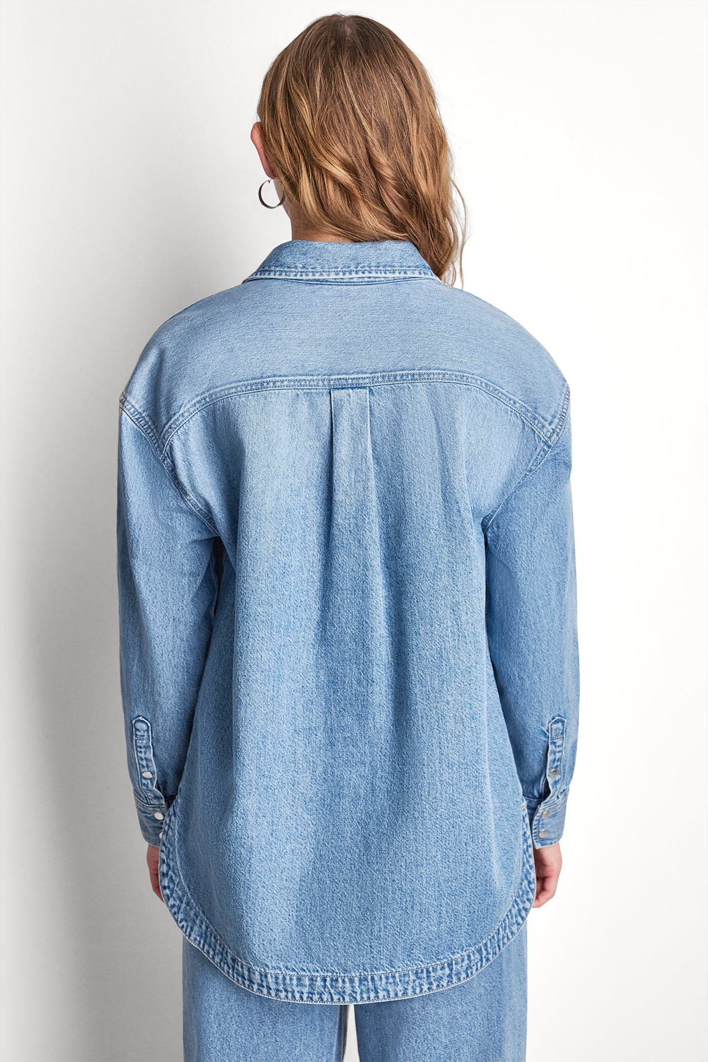 DENIM SHIRT WITH LOGO CUTOUT