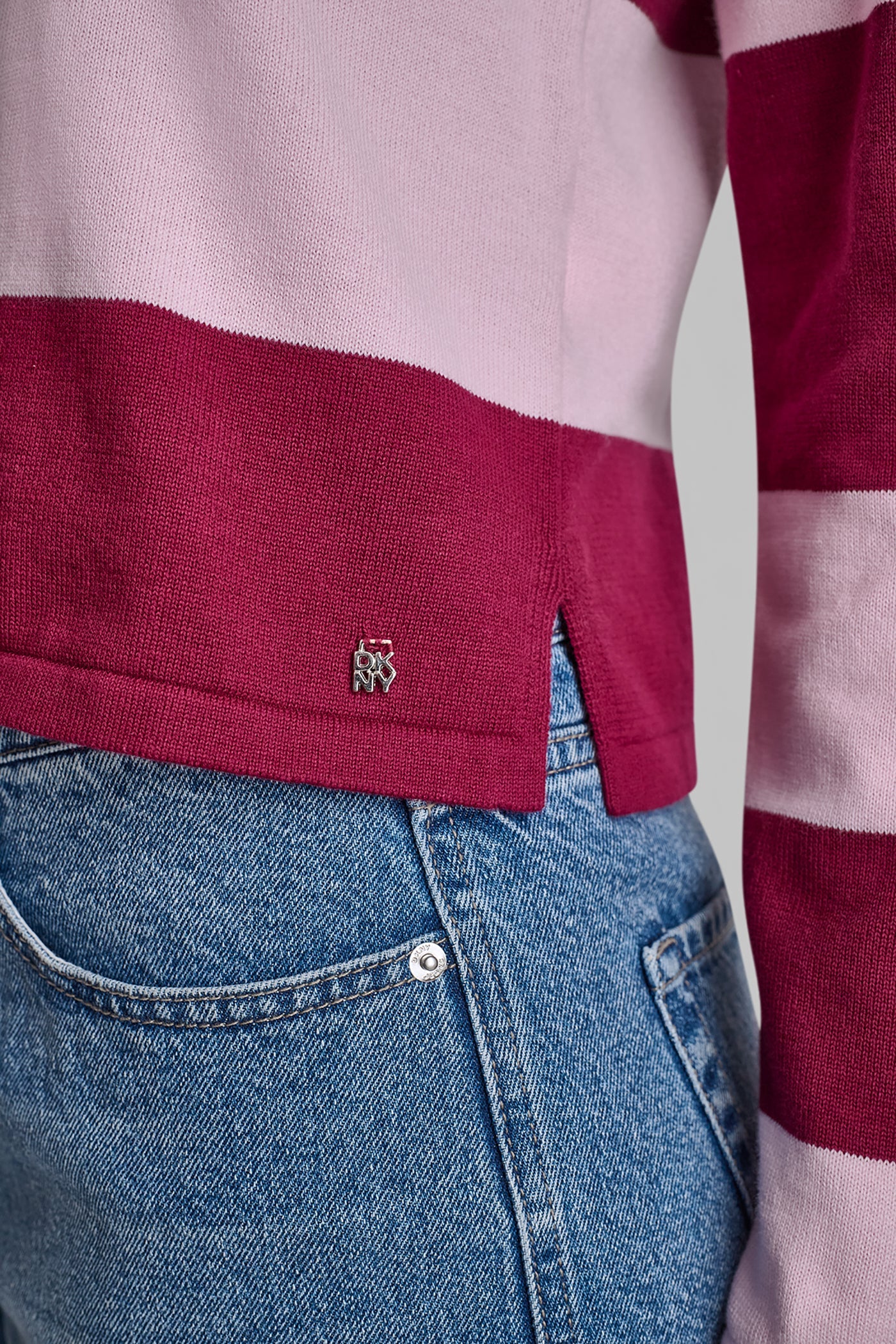 LONG SLEEVE STRIPE POLO SWEATER