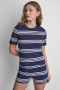 ELBOW SLEEVE STRIPED SWEATER