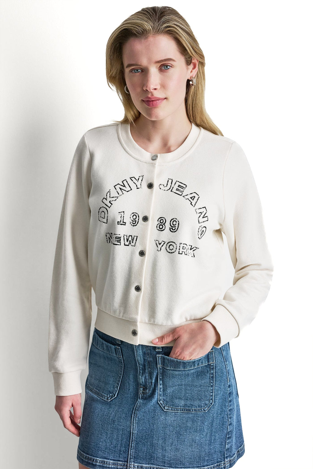 BUTTON FRONT SHRUNKEN LOGO JACKET