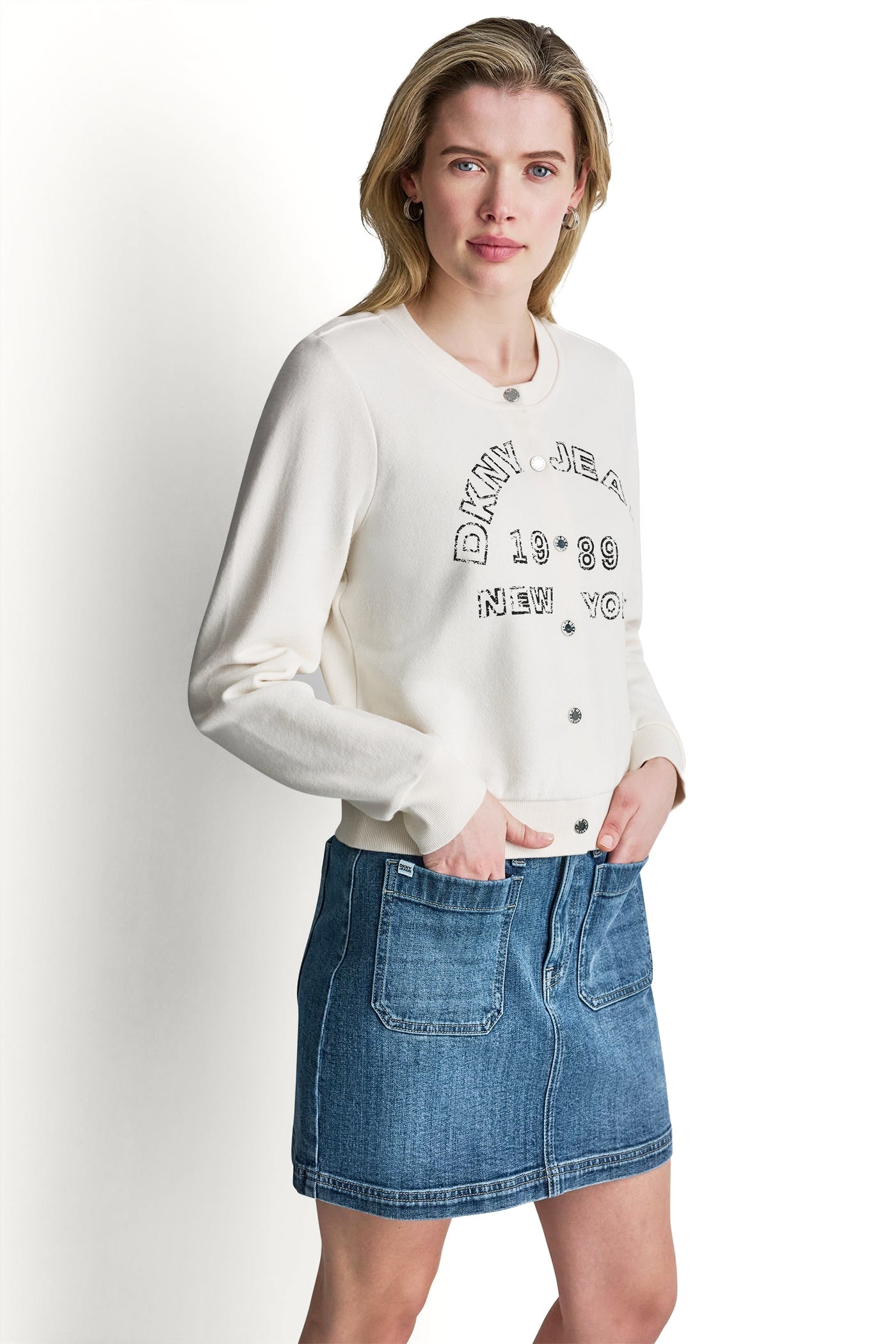 BUTTON FRONT SHRUNKEN LOGO JACKET
