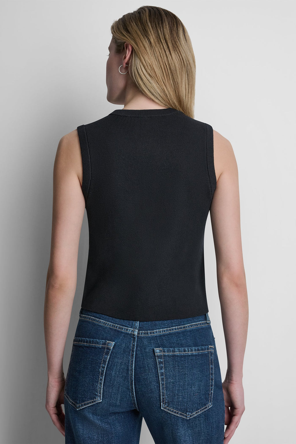CROPPED SLEEVELESS LOGO TRIM SWEATER