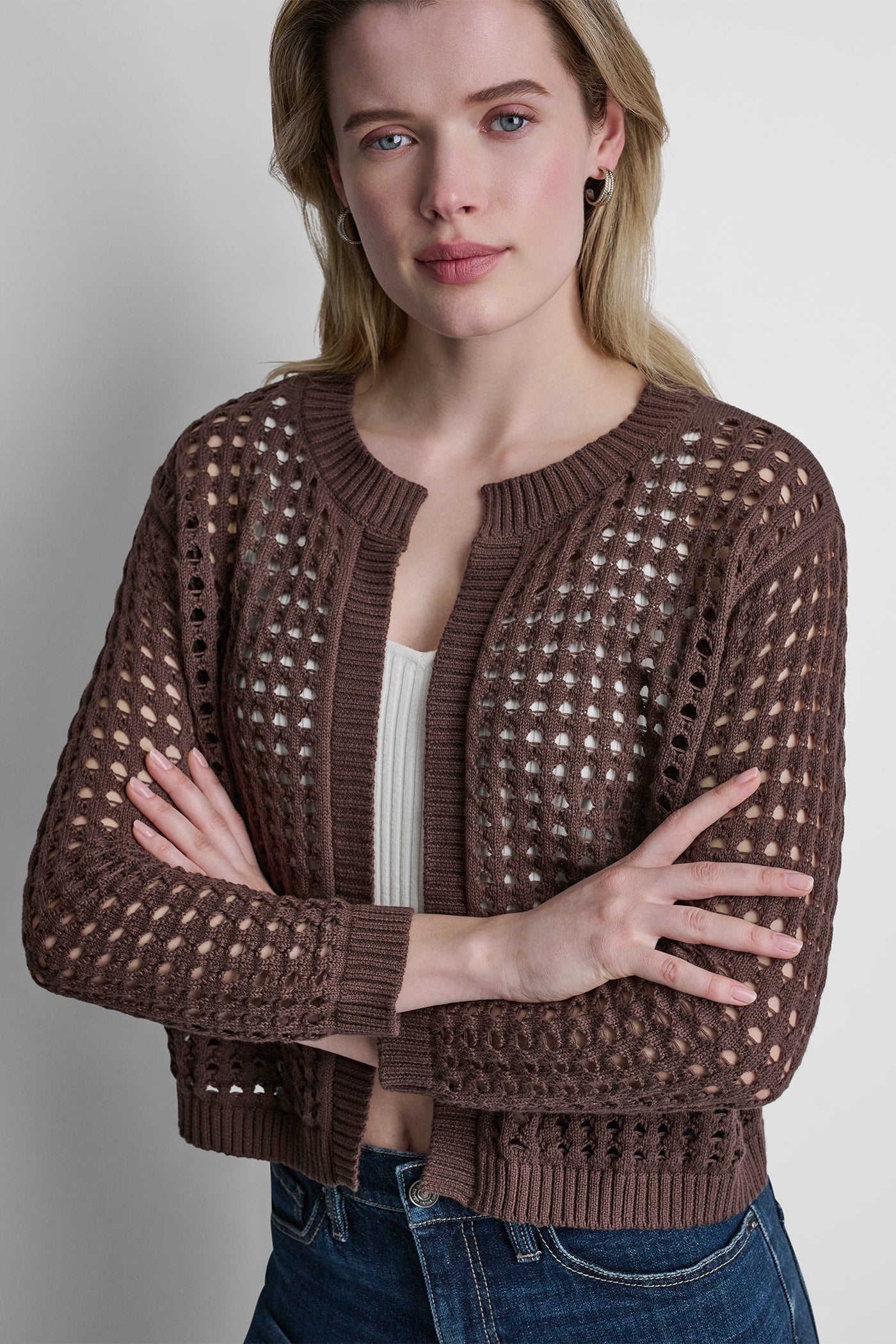 OPEN STITCH DROP SHOULDER CARDIGAN