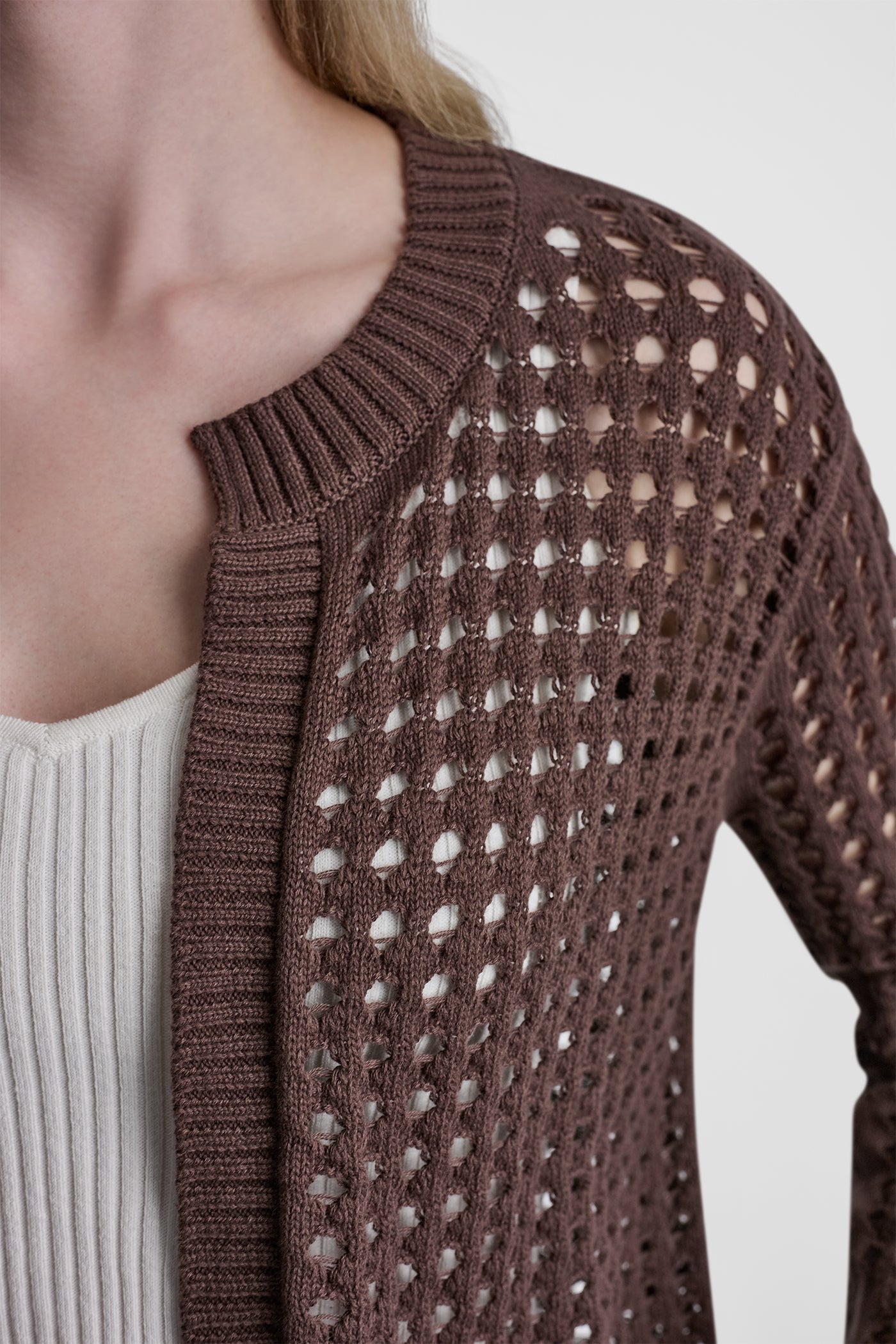 OPEN STITCH DROP SHOULDER CARDIGAN