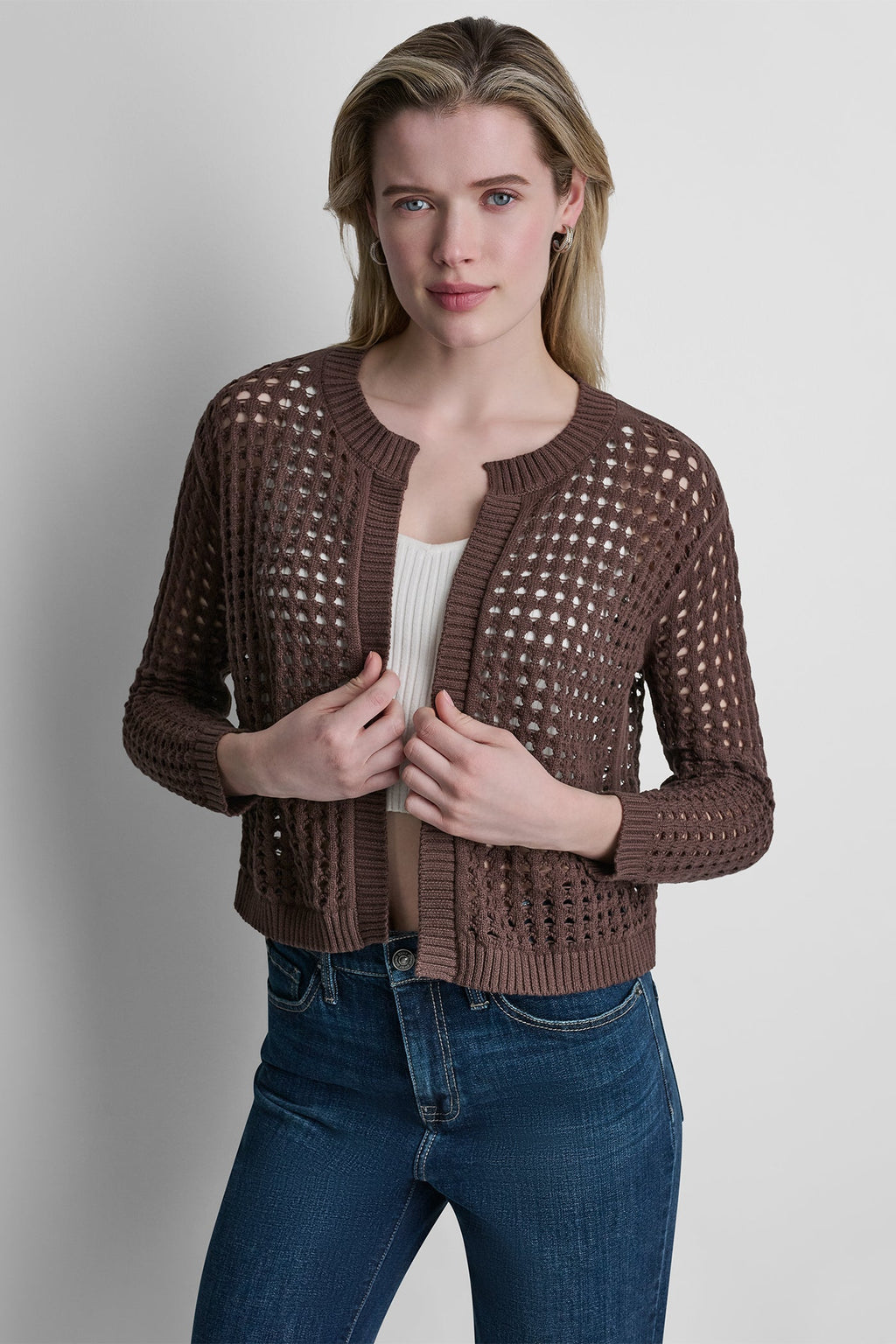 OPEN STITCH DROP SHOULDER CARDIGAN