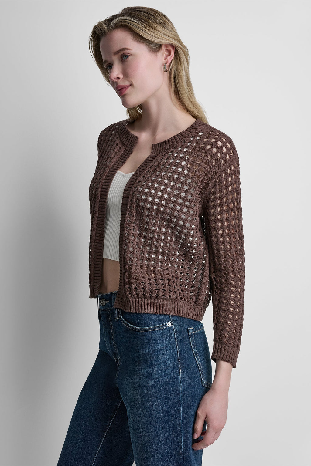 OPEN STITCH DROP SHOULDER CARDIGAN