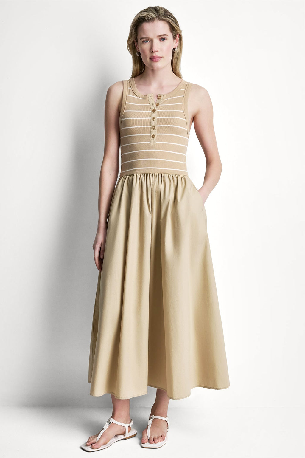 RIB HENLEY TANK MAXI DRESS