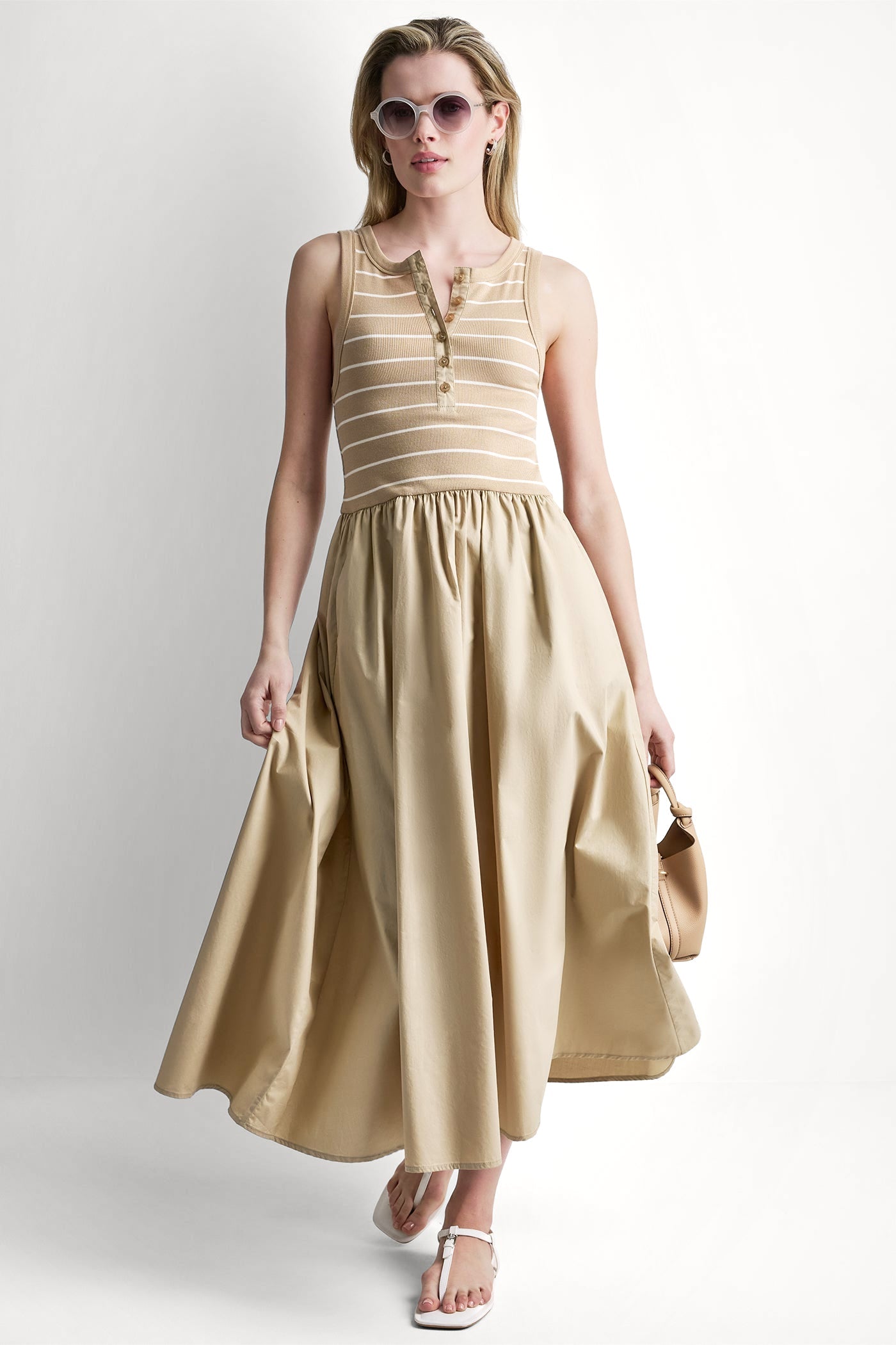 RIB HENLEY TANK MAXI DRESS