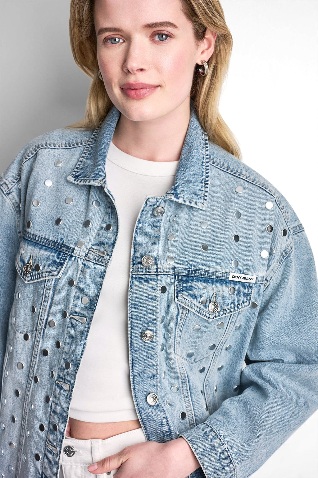 OVERSIZED DENIM TRUCKER JACKET WITH STUDS