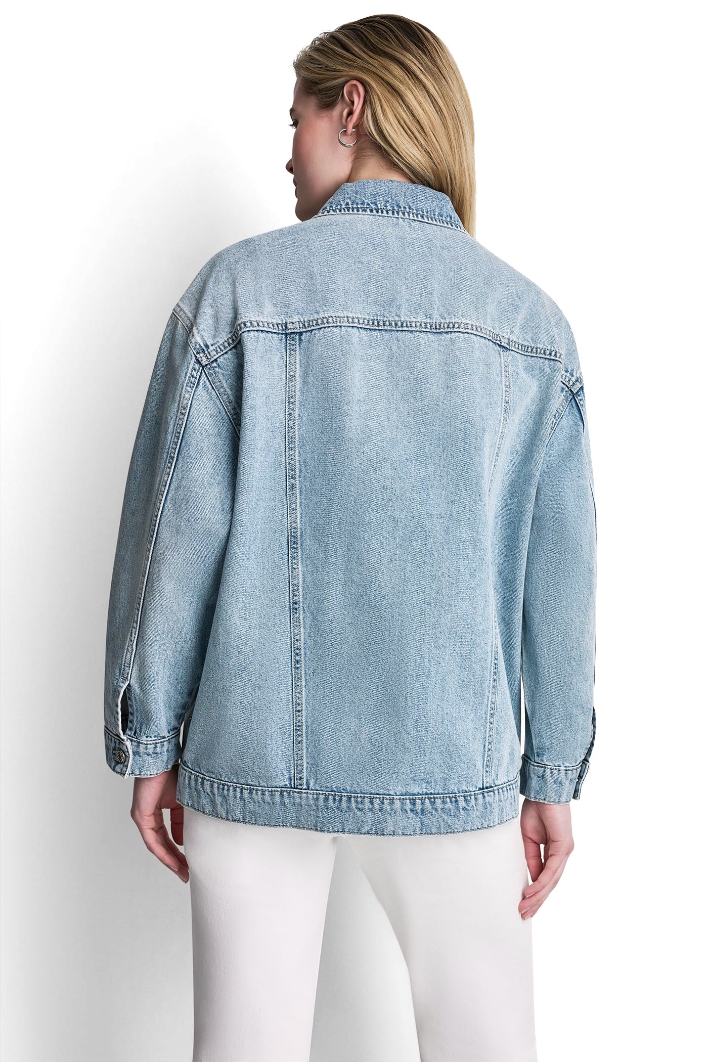 OVERSIZED DENIM TRUCKER JACKET WITH STUDS