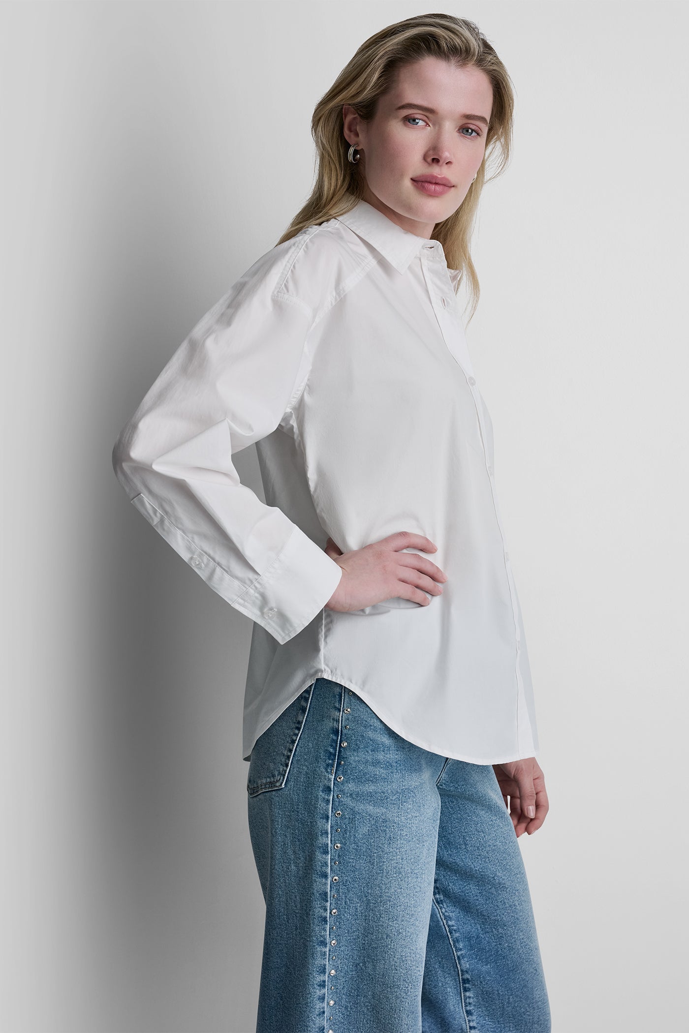 BUTTON FRONT SHIRT WITH FITTED BACK