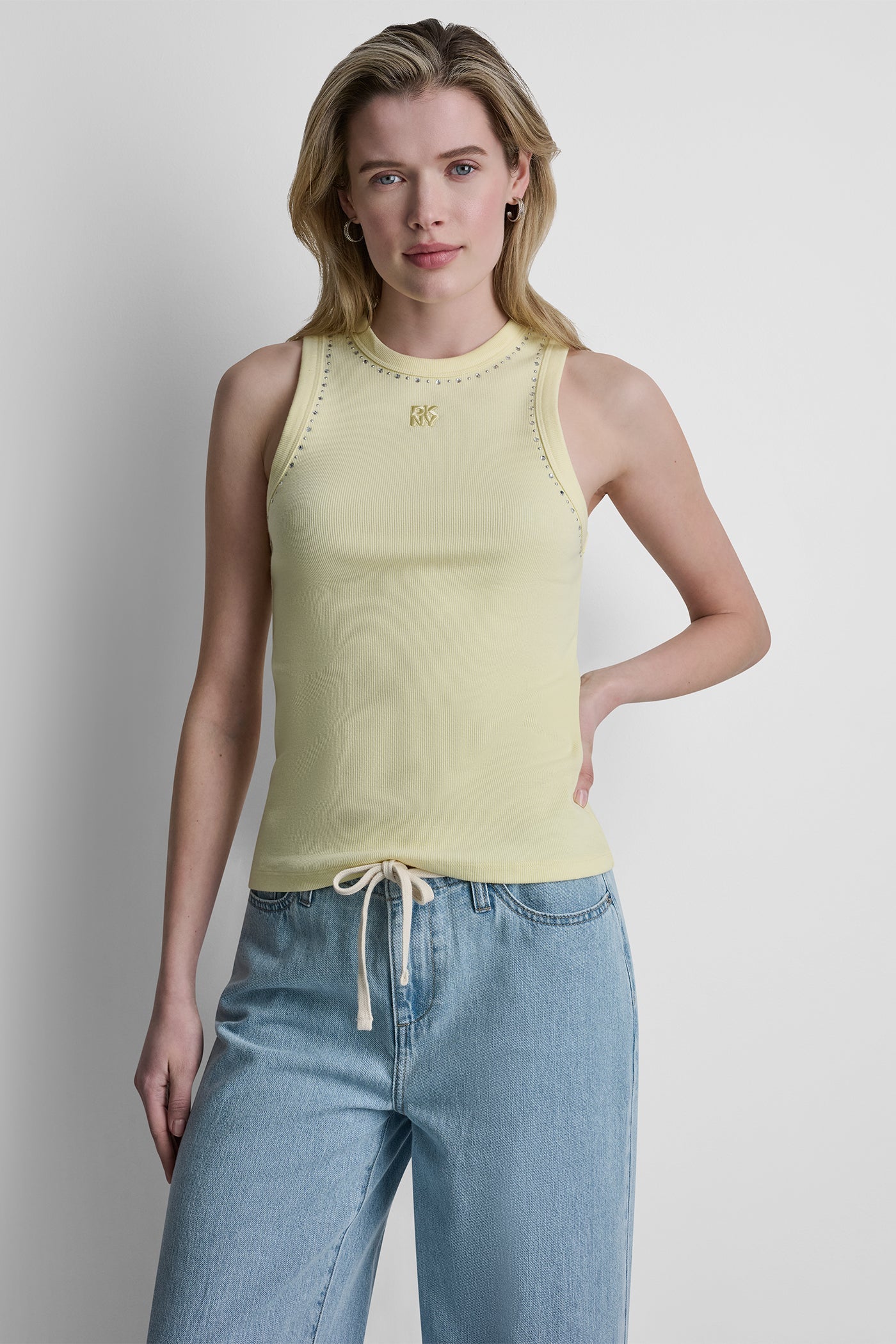 RHINESTONES AND DOME STUDS RIB TANK