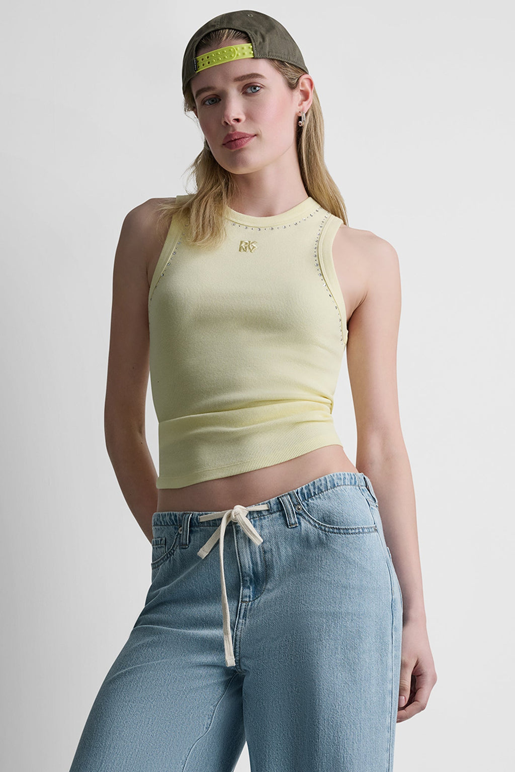 RHINESTONES AND DOME STUDS RIB TANK