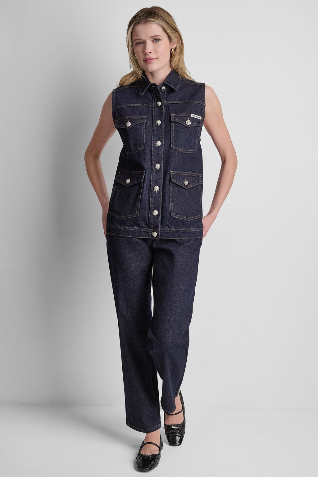LONGLINE DENIM TRUCKER VEST