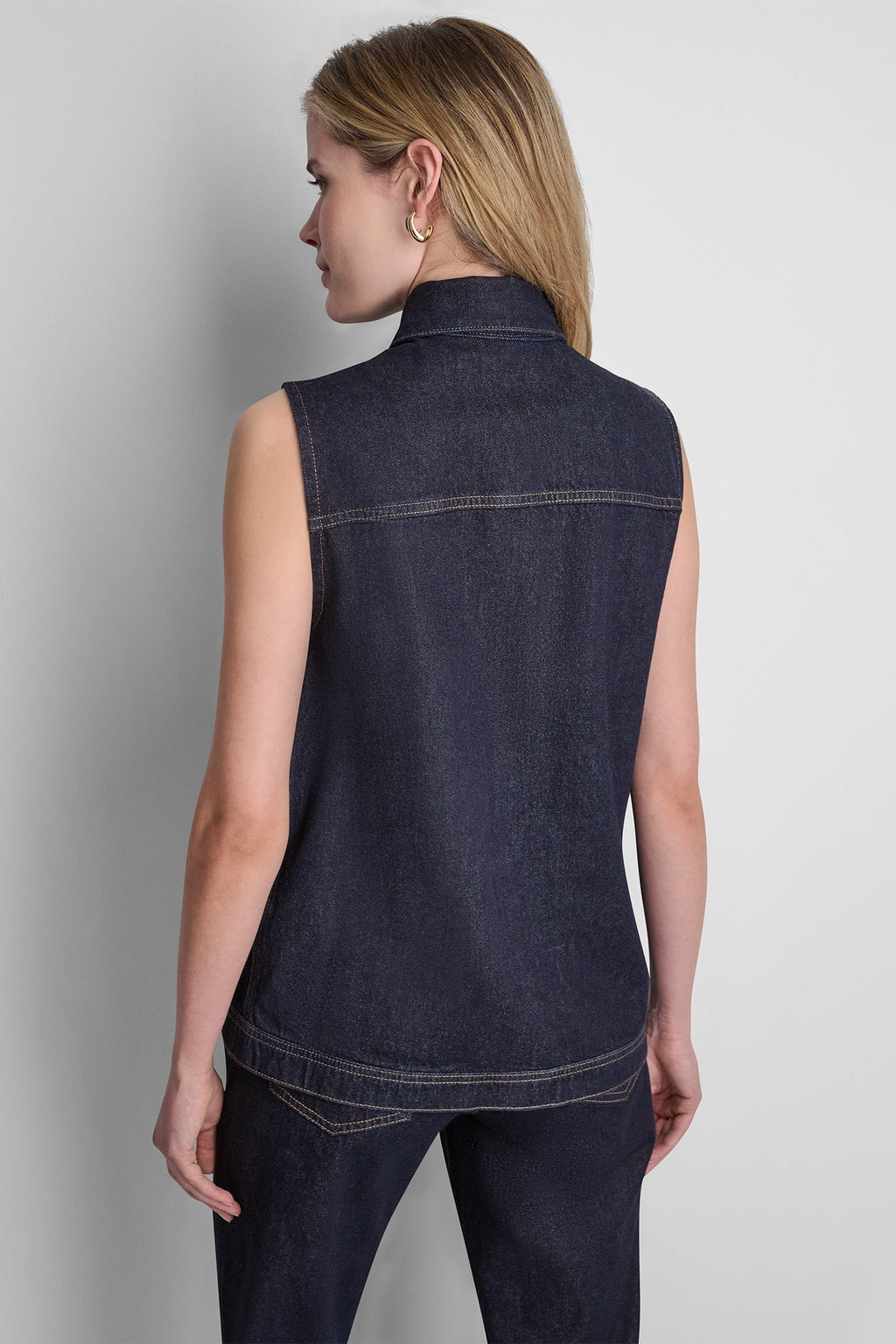 LONGLINE DENIM TRUCKER VEST
