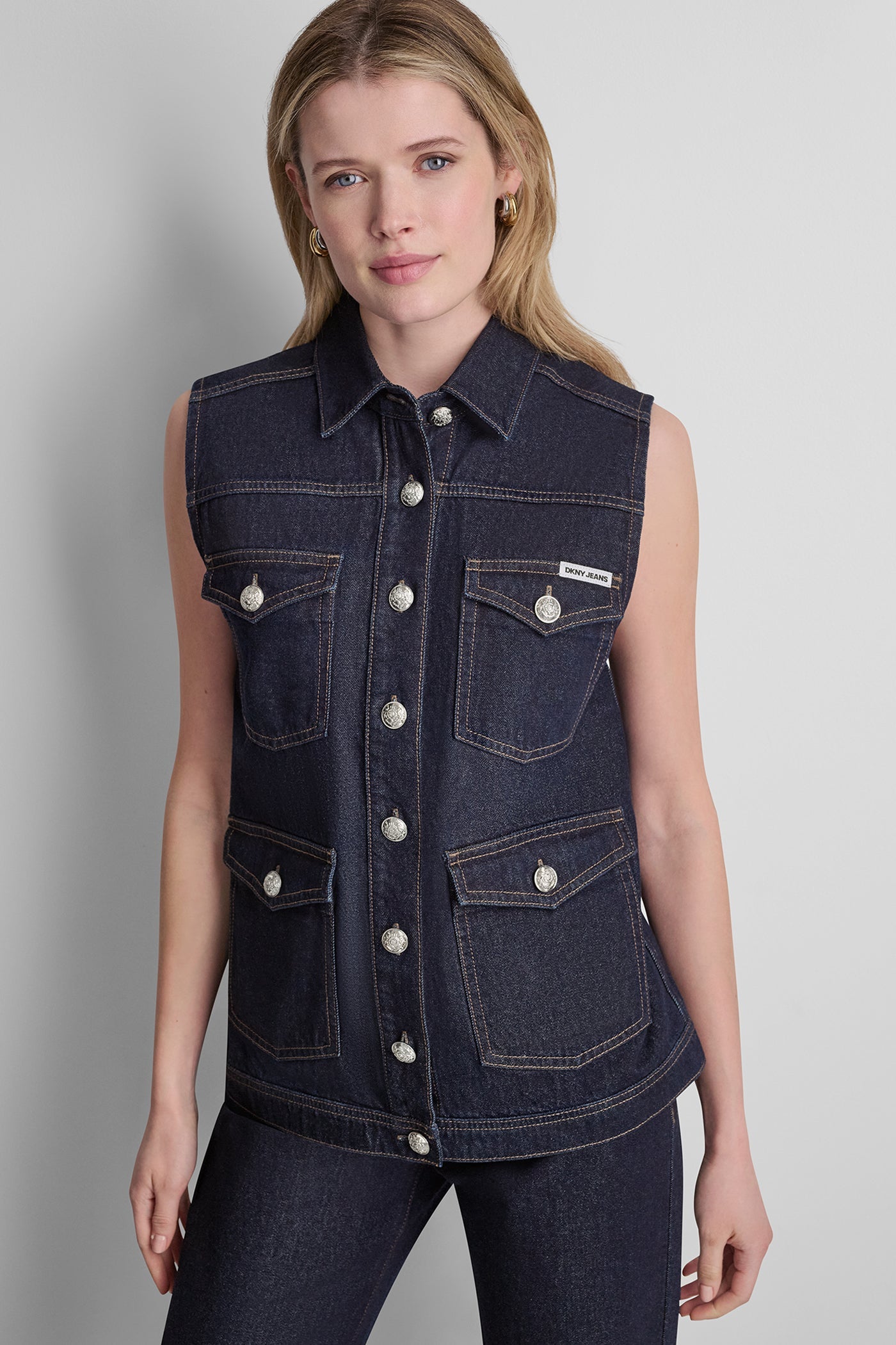 LONGLINE DENIM TRUCKER VEST