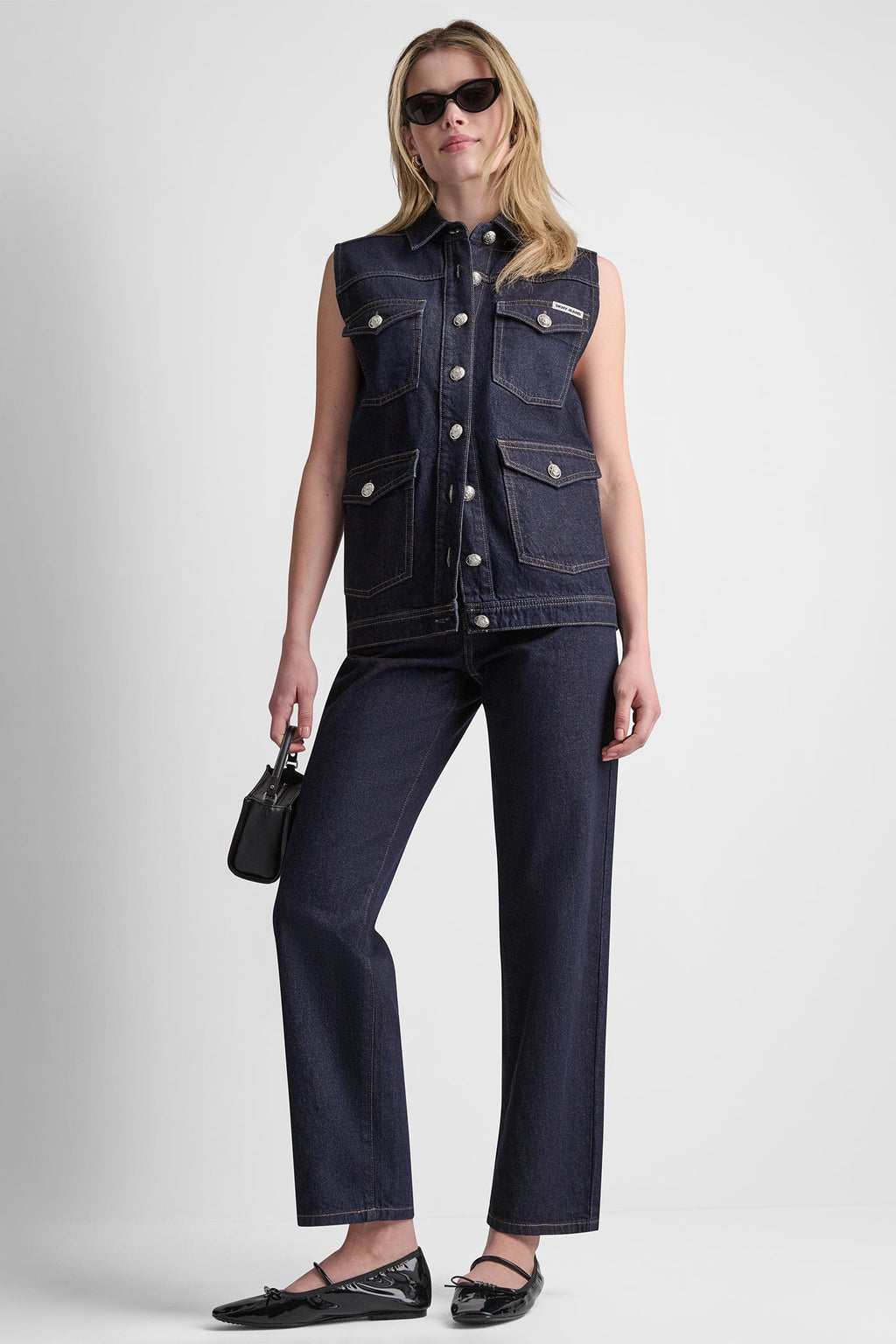 LONGLINE DENIM TRUCKER VEST