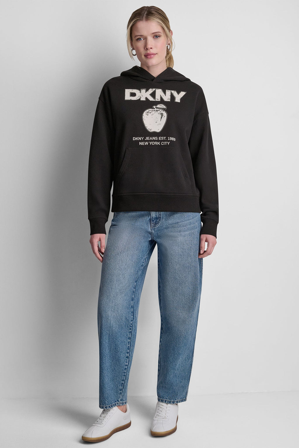 DKNY BIG APPLE RHINESTONE LOGO HOODIE