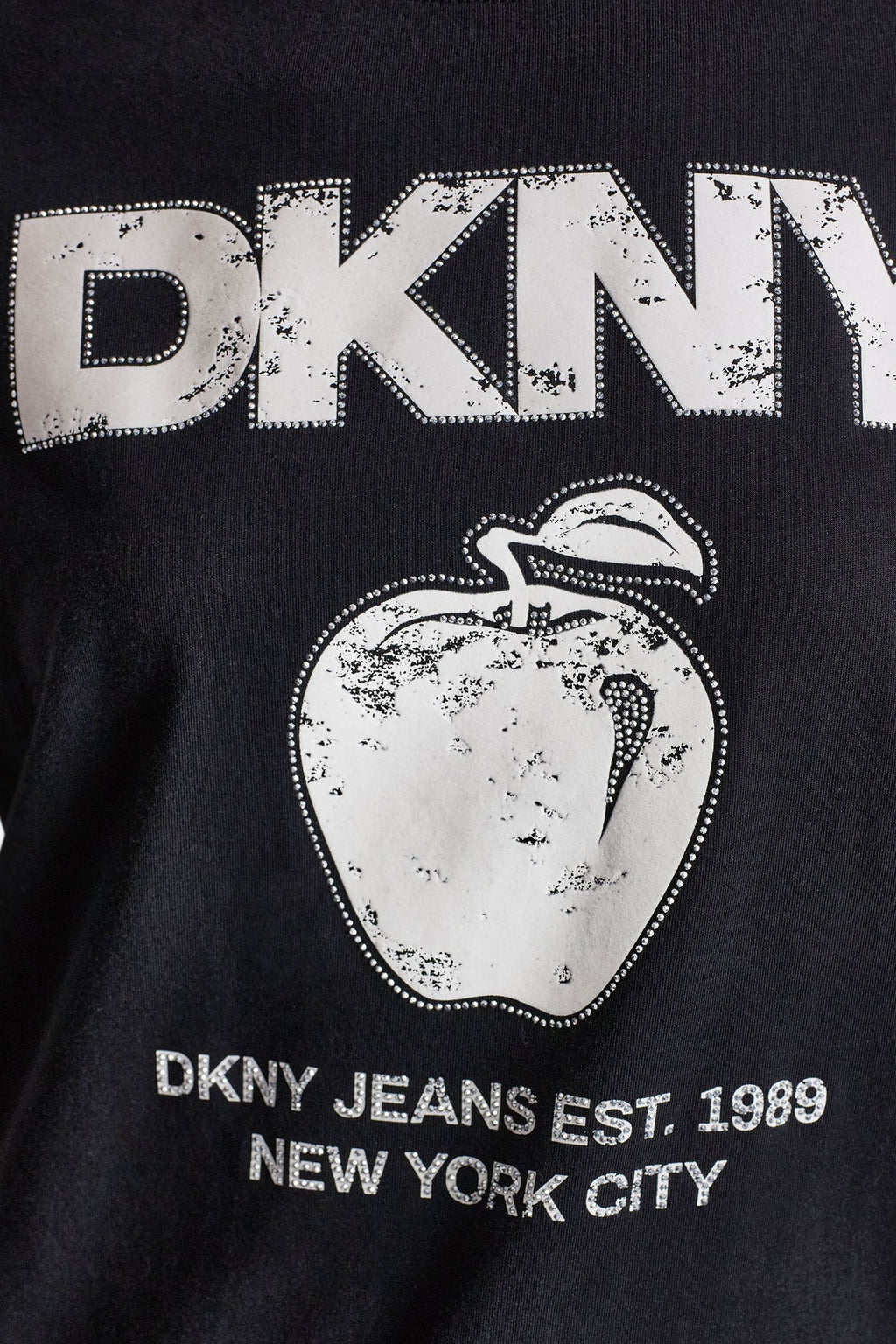 DKNY BIG APPLE RHINESTONE LOGO TEE