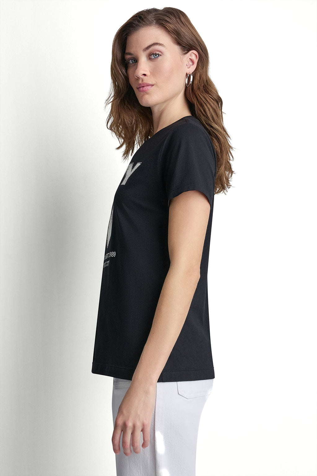 DKNY BIG APPLE RHINESTONE LOGO TEE
