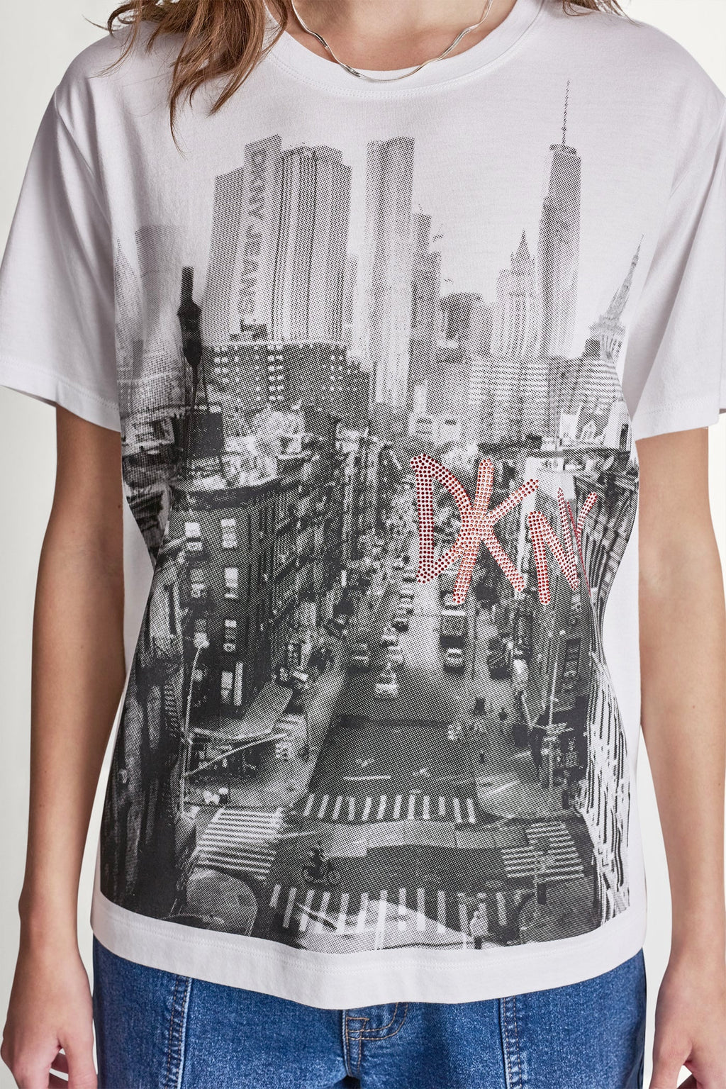 DKNY RHINESTONE NY STREETS LOGO TEE