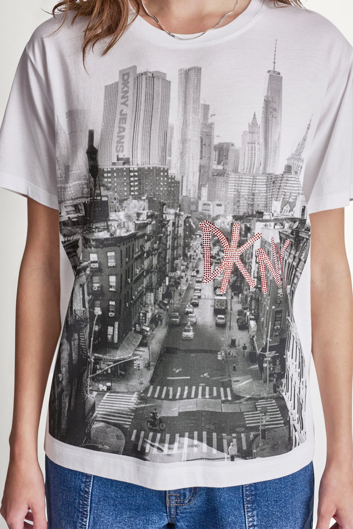 DKNY RHINESTONE NY STREETS LOGO TEE