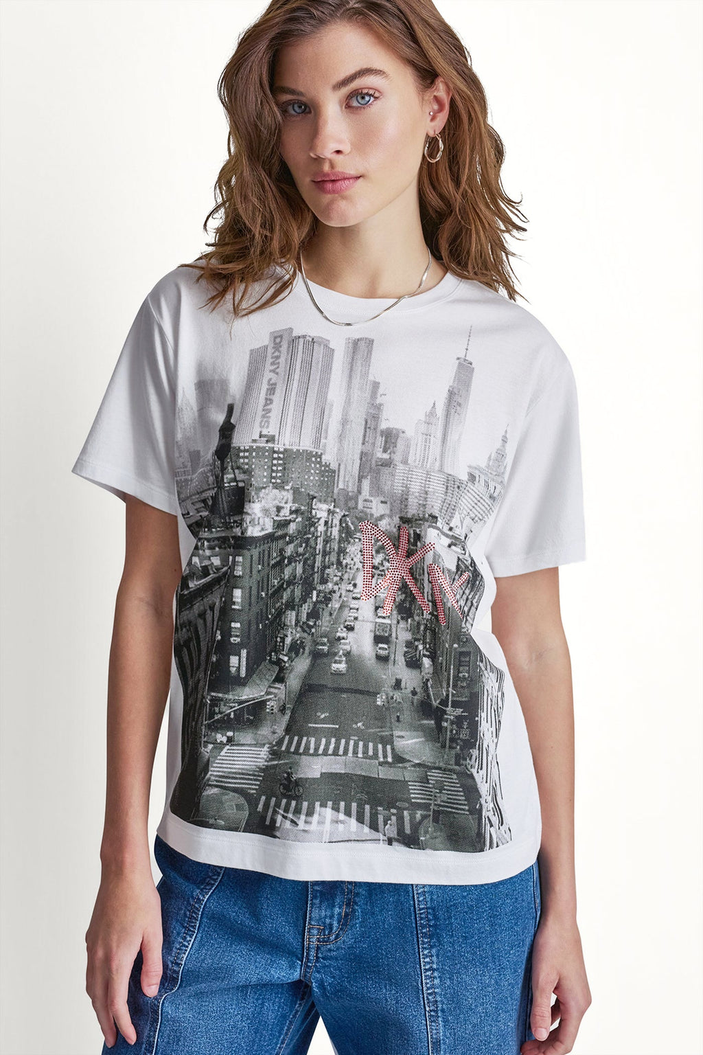 DKNY RHINESTONE NY STREETS LOGO TEE