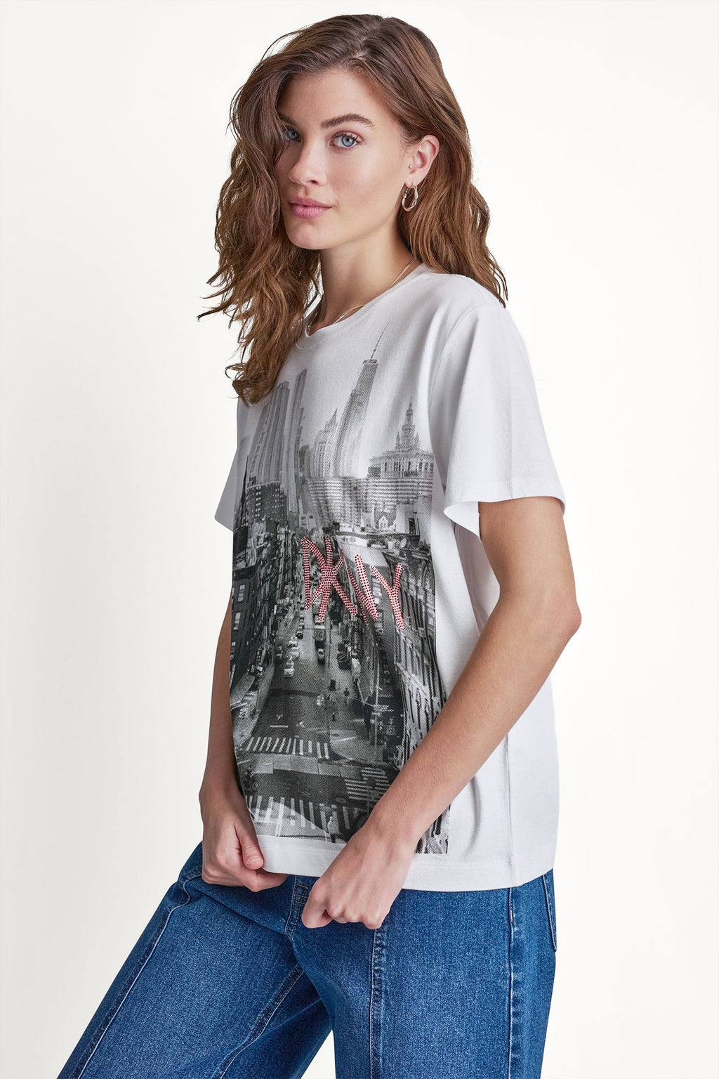 DKNY RHINESTONE NY STREETS LOGO TEE