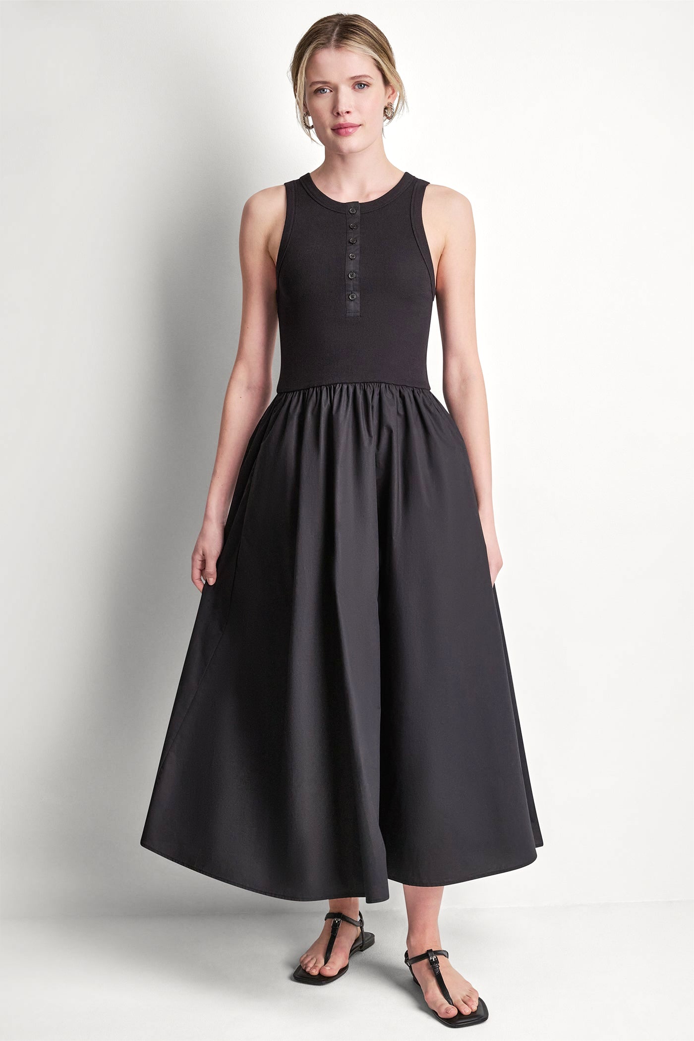 RIB HENLEY TANK MAXI DRESS
