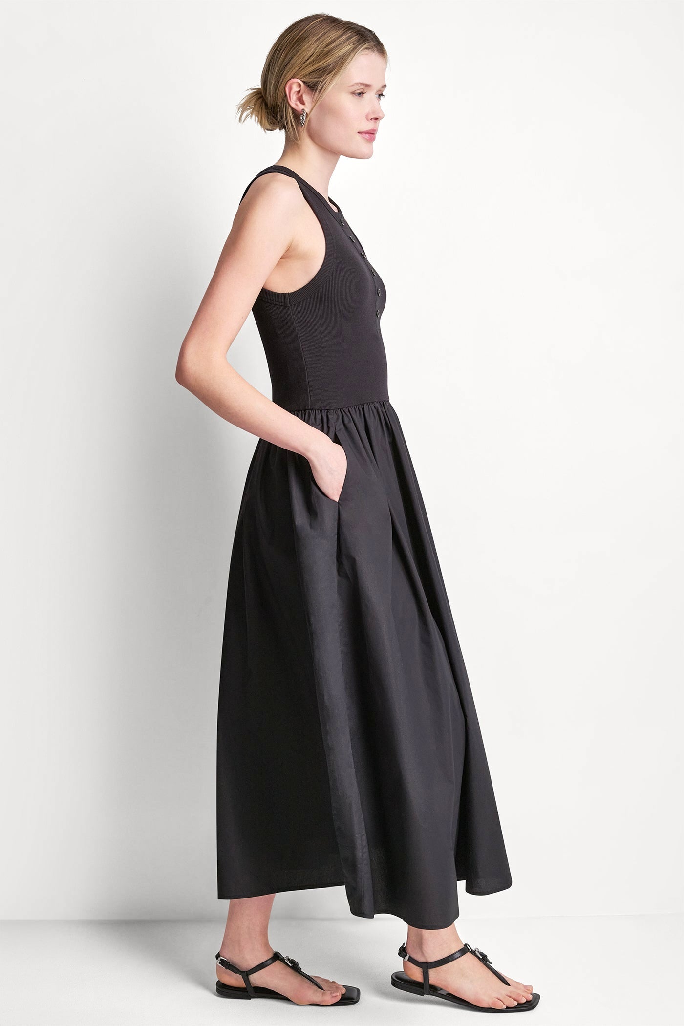 RIB HENLEY TANK MAXI DRESS