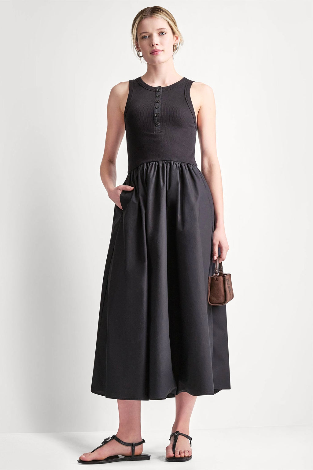 RIB HENLEY TANK MAXI DRESS