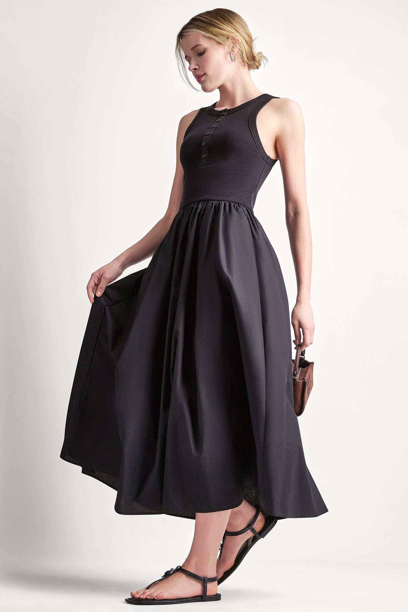 RIB HENLEY TANK MAXI DRESS