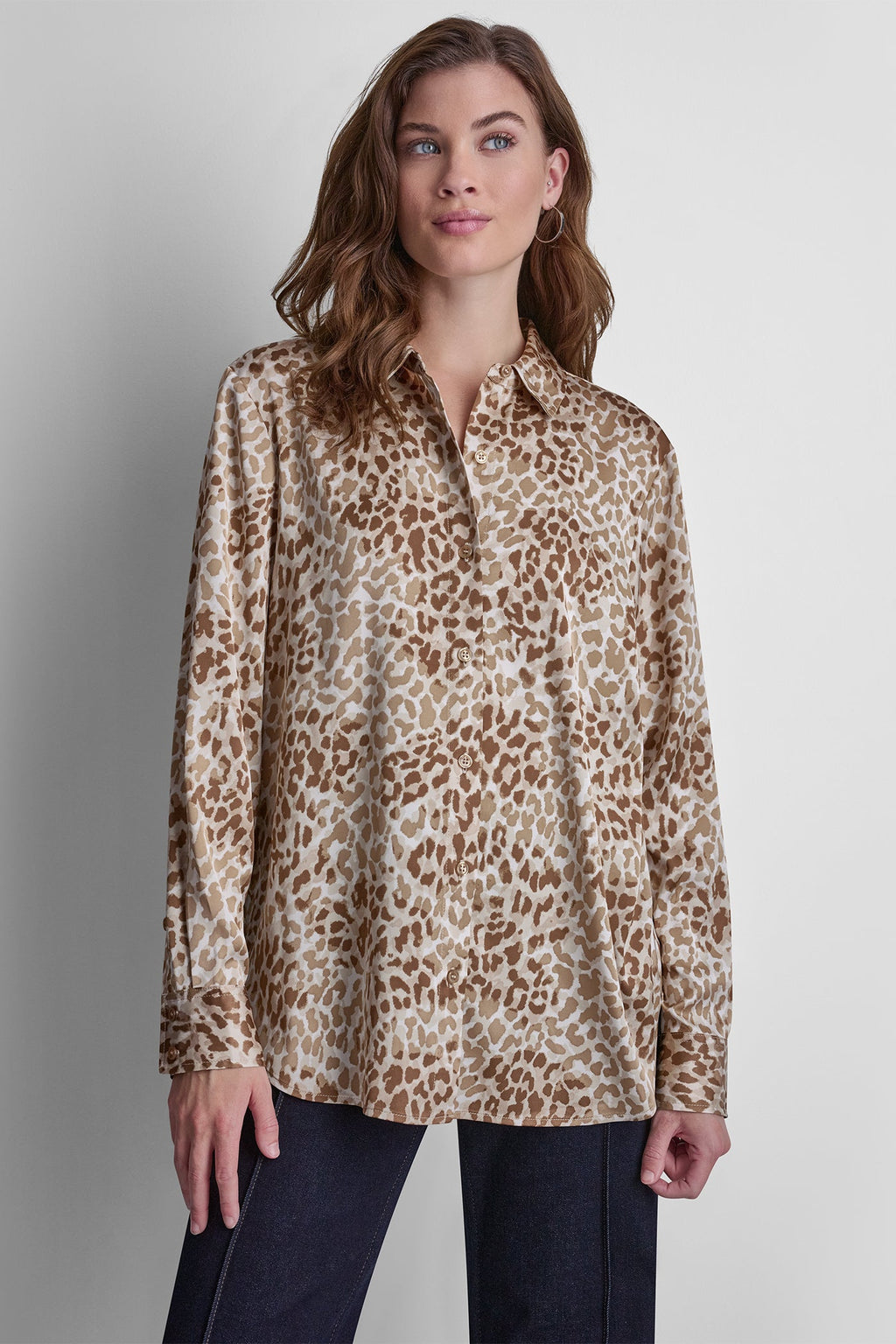 BUTTON FRONT PRINTED BLOUSE
