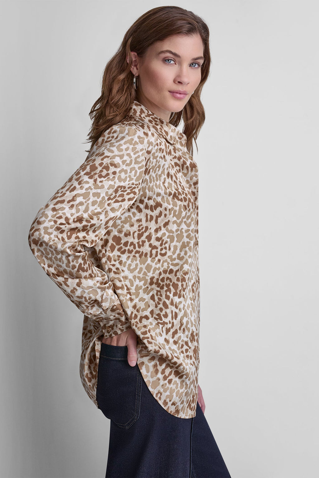 BUTTON FRONT PRINTED BLOUSE