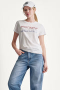 DKNY JEANS STACKED RHINESTONE LOGO TEE