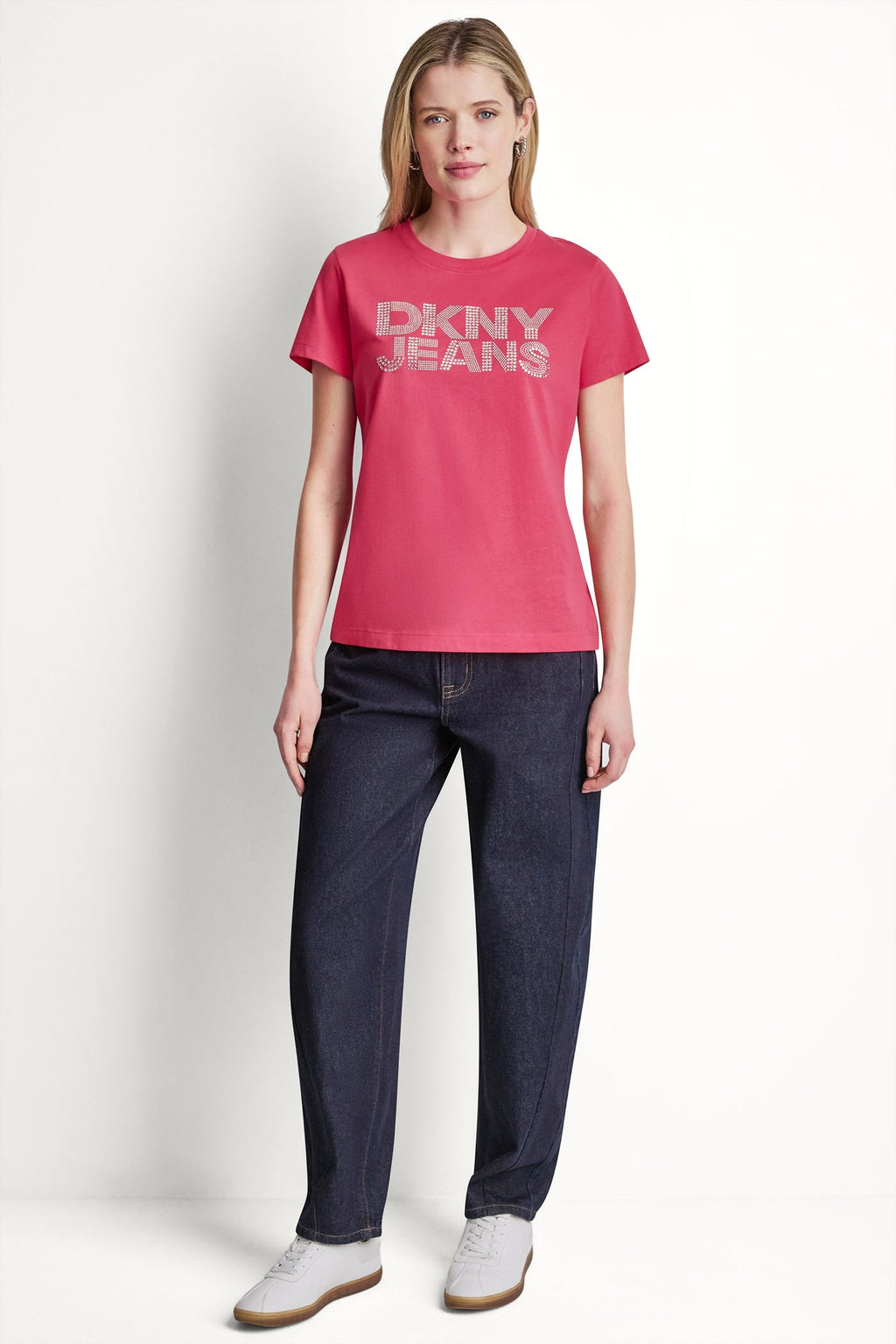 DKNY JEANS STACKED RHINESTONE DOME TEE