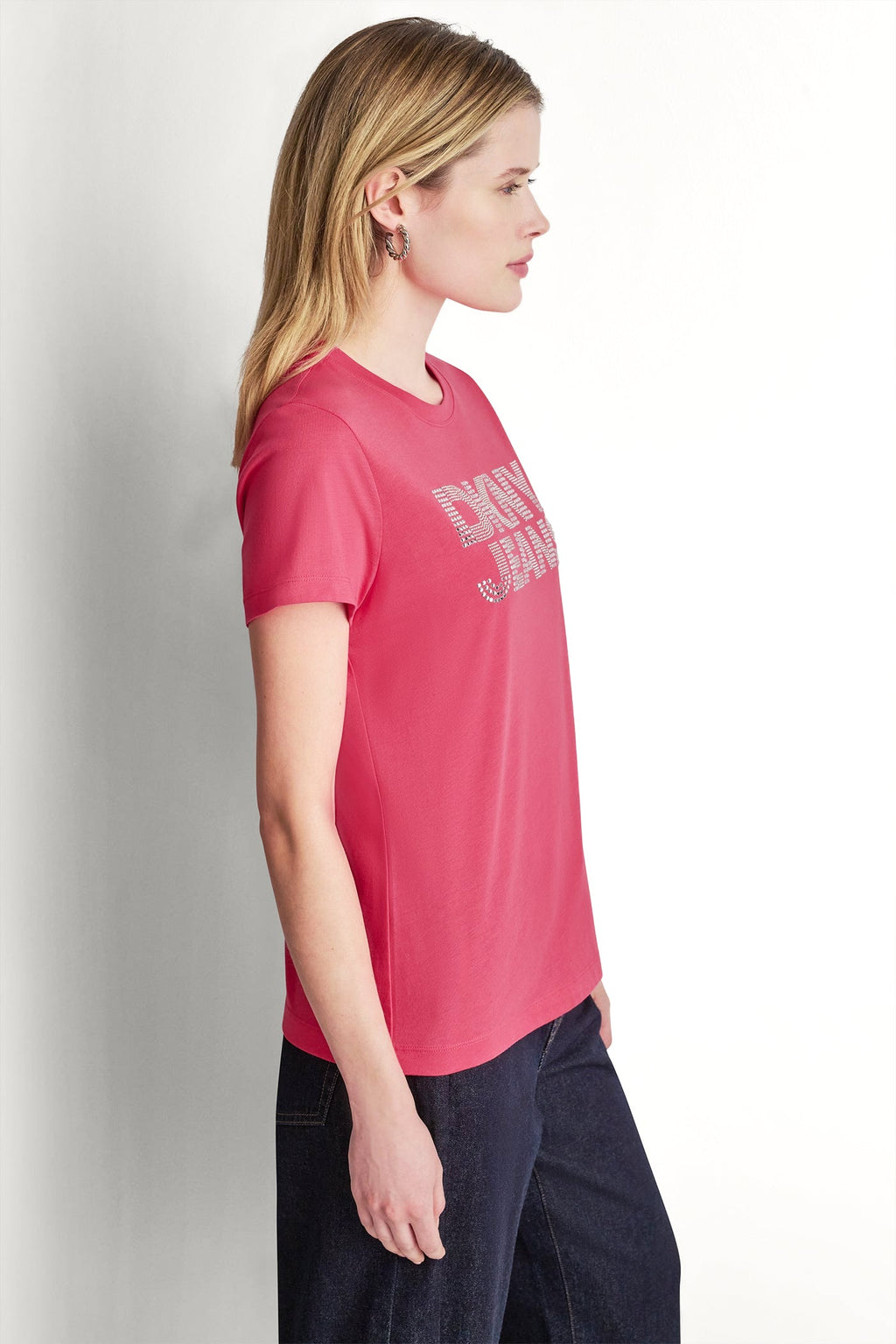 DKNY JEANS STACKED RHINESTONE DOME TEE