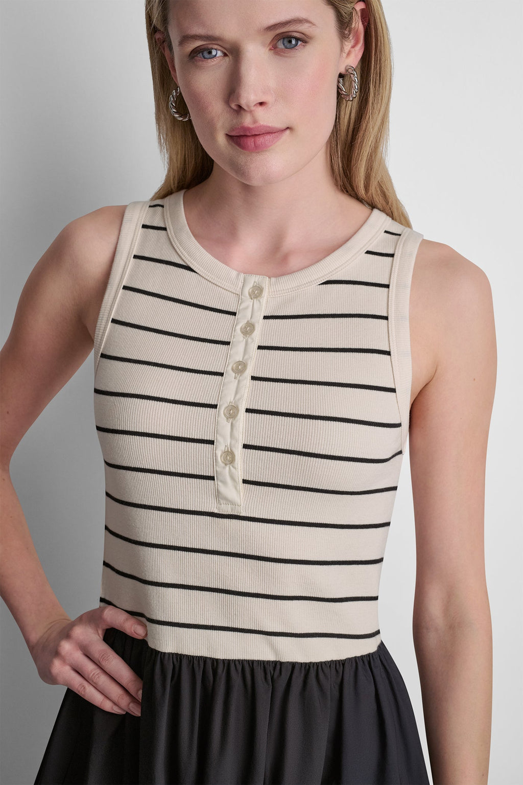 RIB HENLEY TANK MAXI DRESS