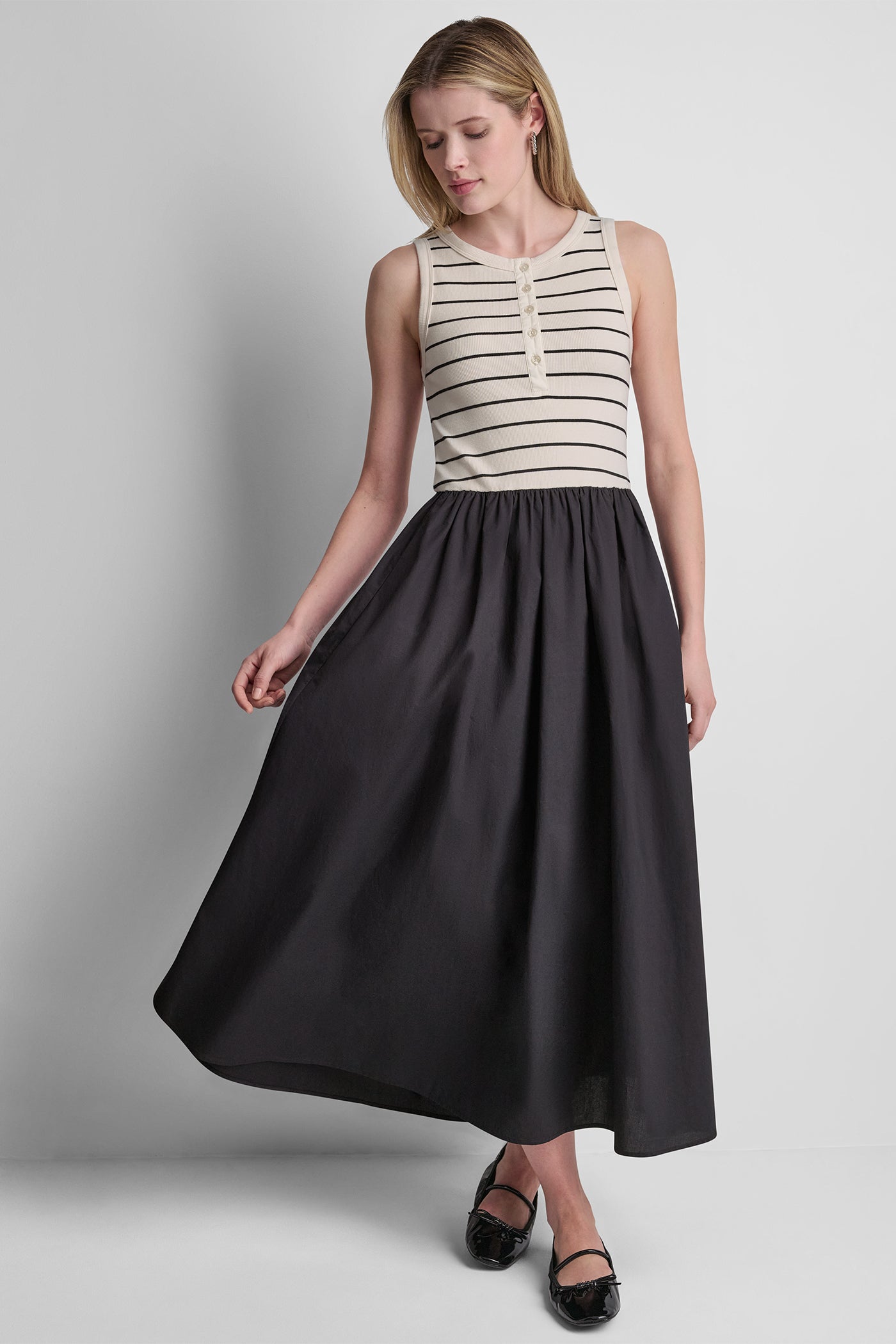 RIB HENLEY TANK MAXI DRESS