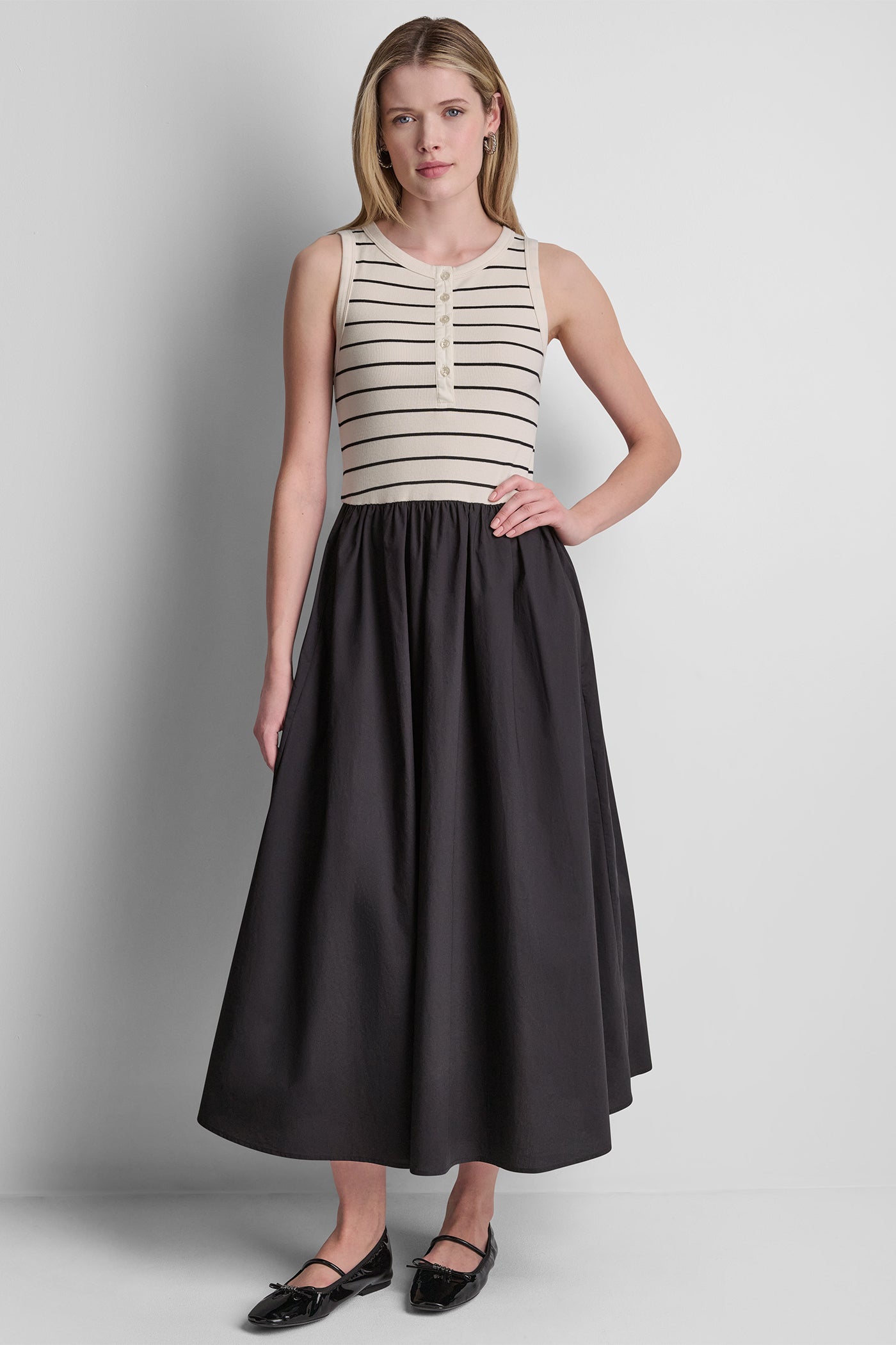 RIB HENLEY TANK MAXI DRESS