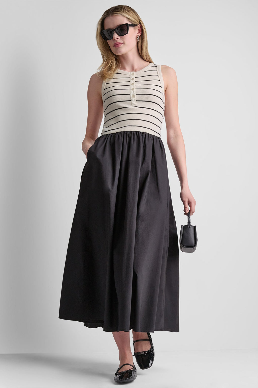 RIB HENLEY TANK MAXI DRESS