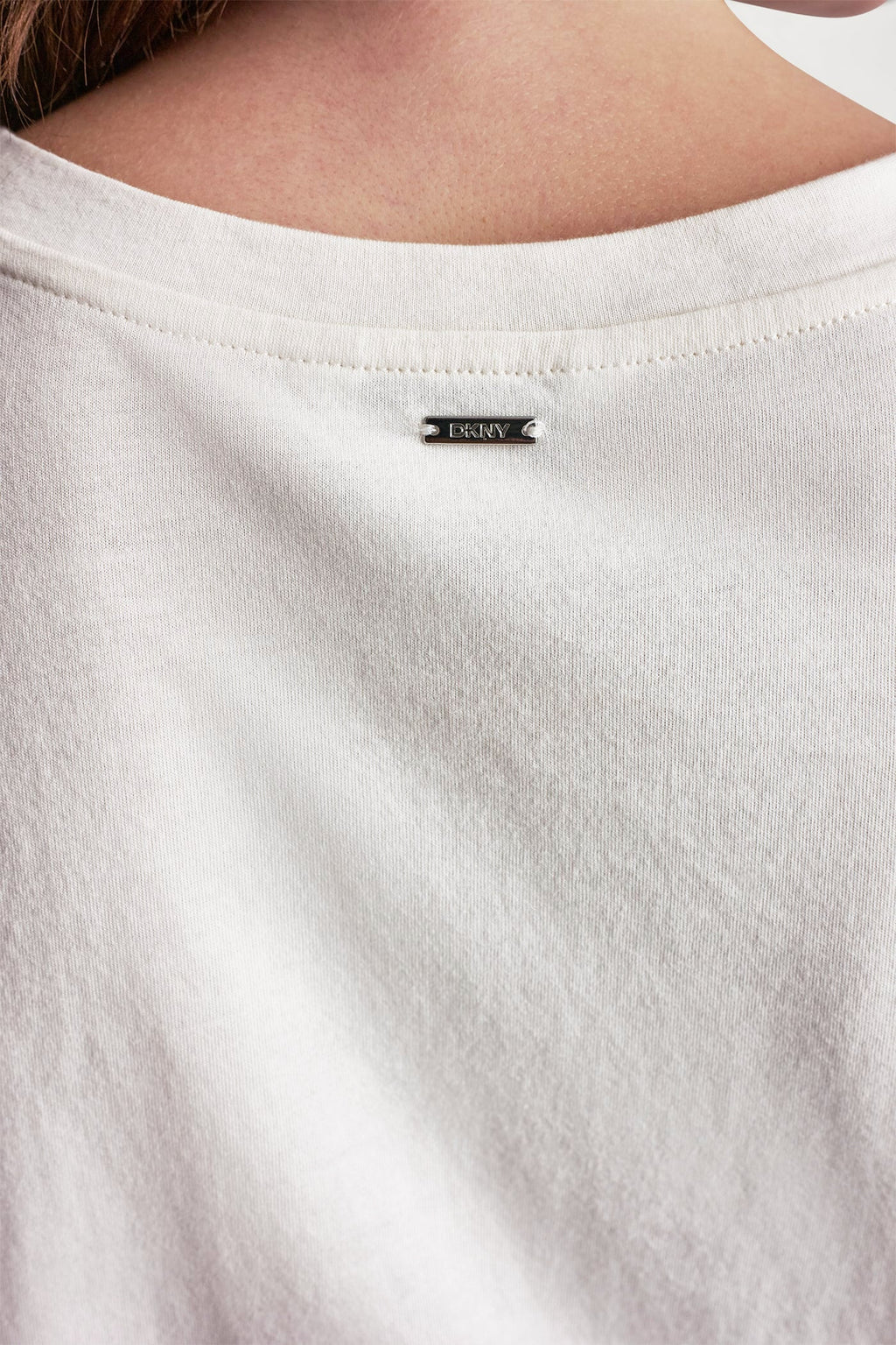 MIXED MEDIA TIE-FRONT TEE