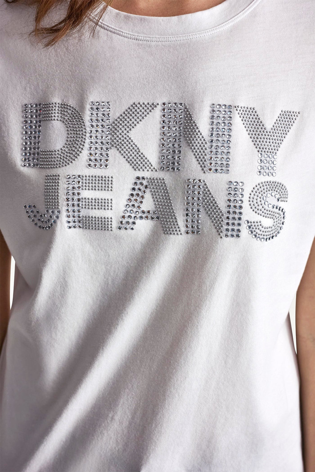 DKNY JEANS STACKED RHINESTONE DOME TEE
