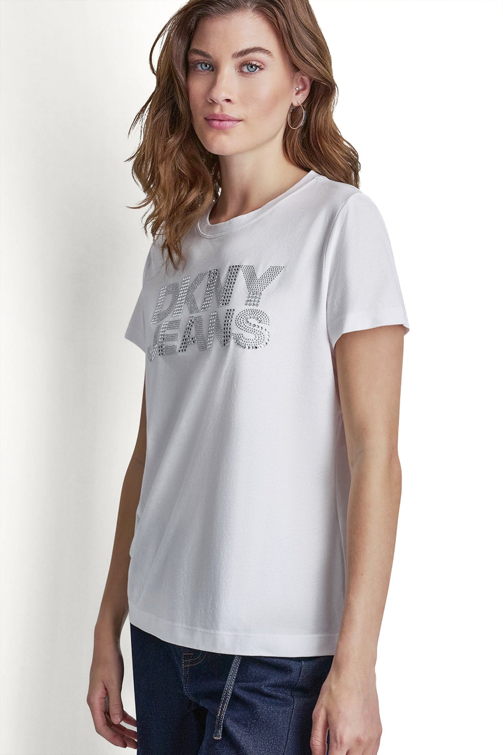 DKNY JEANS STACKED RHINESTONE DOME TEE