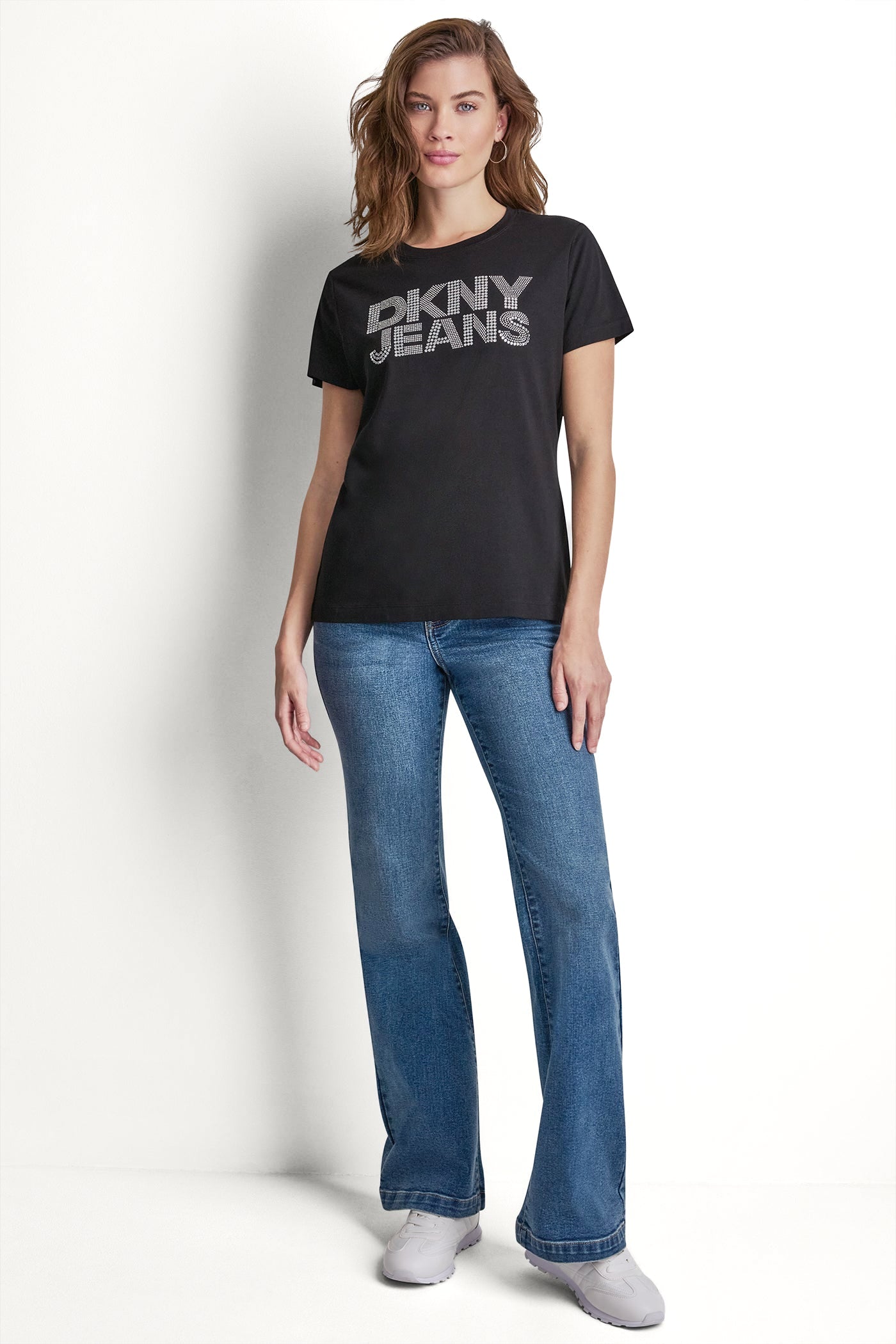 DKNY JEANS STACKED RHINESTONE DOME TEE