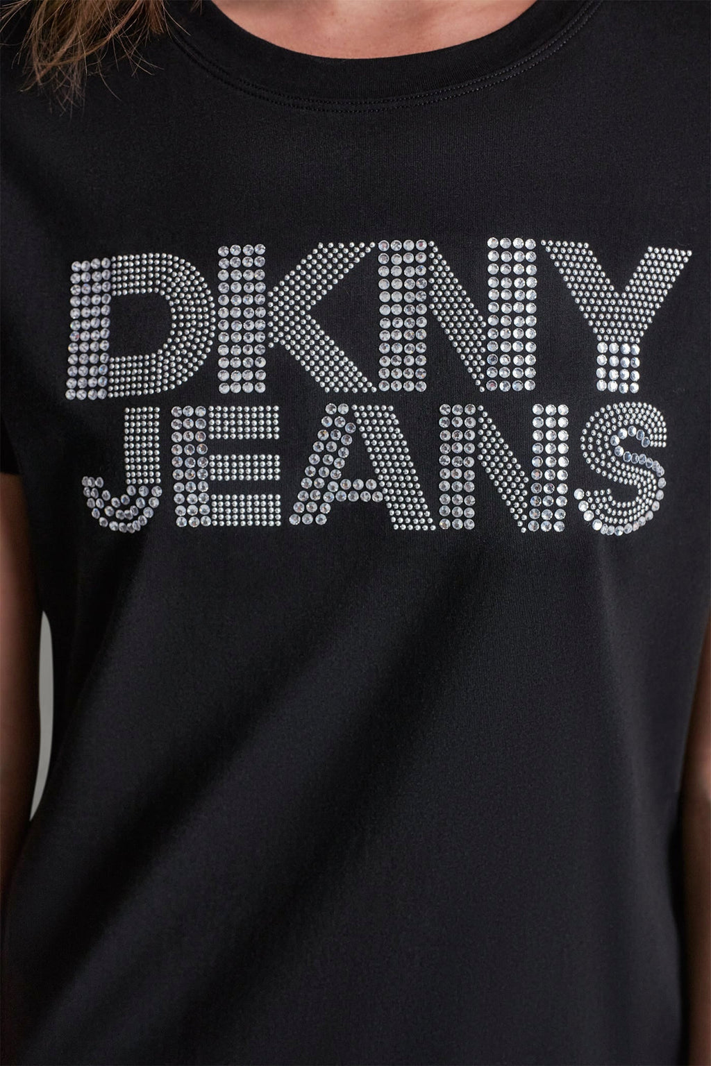 DKNY JEANS STACKED RHINESTONE DOME TEE