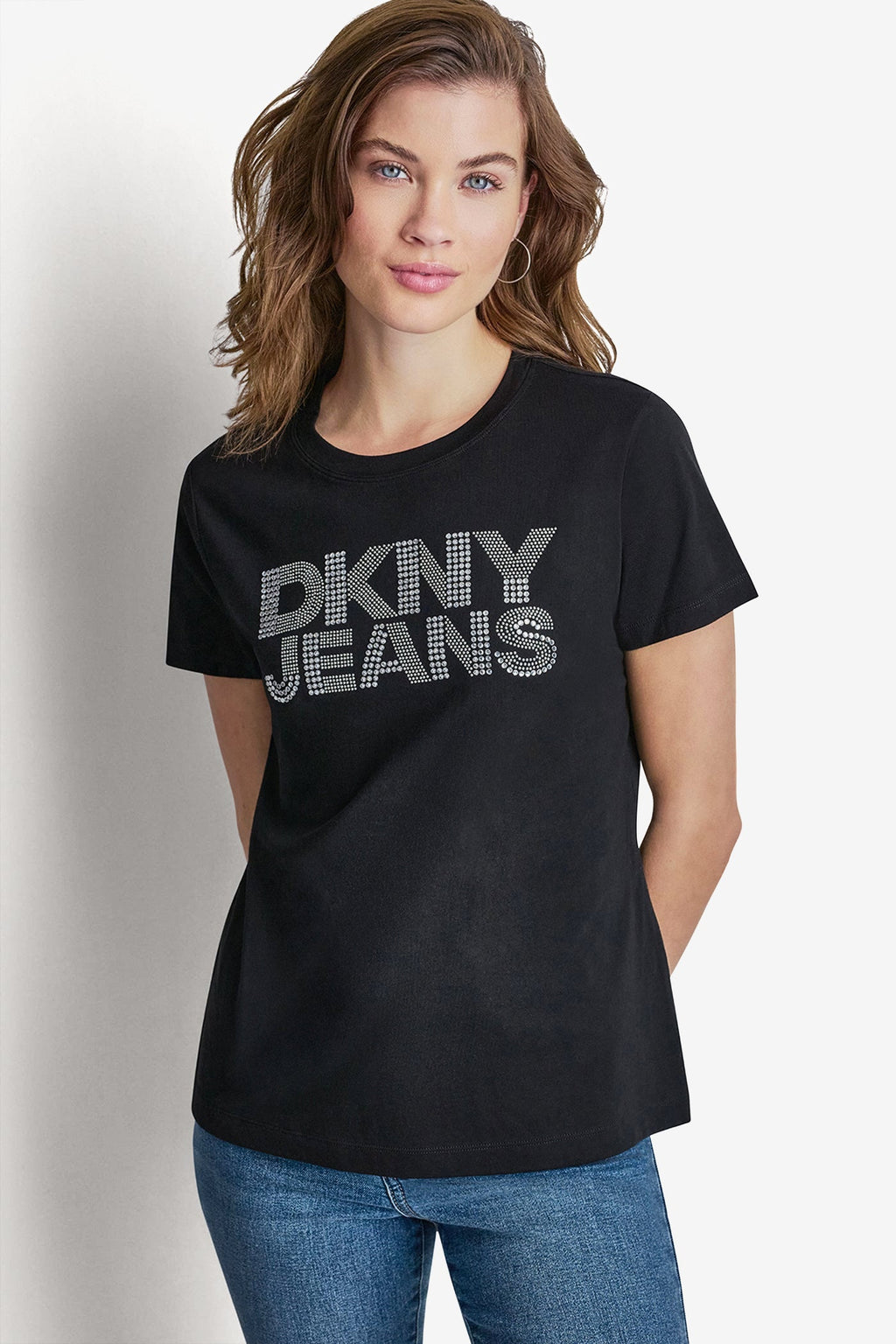DKNY JEANS STACKED RHINESTONE DOME TEE