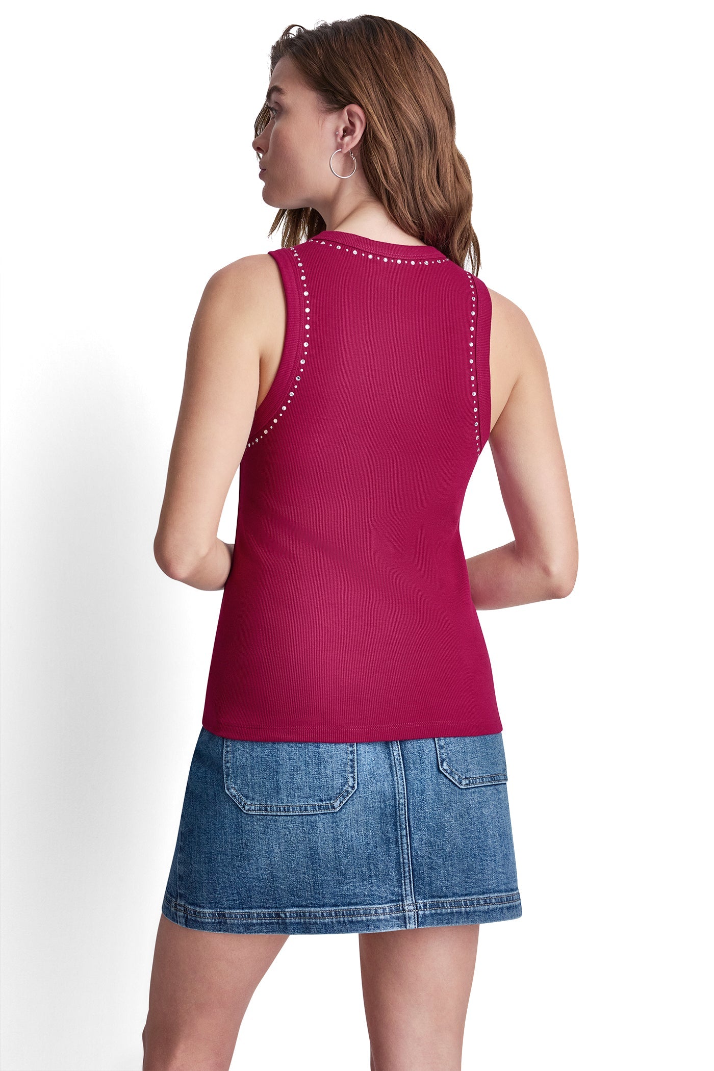 RHINESTONES AND DOME STUDS RIB TANK