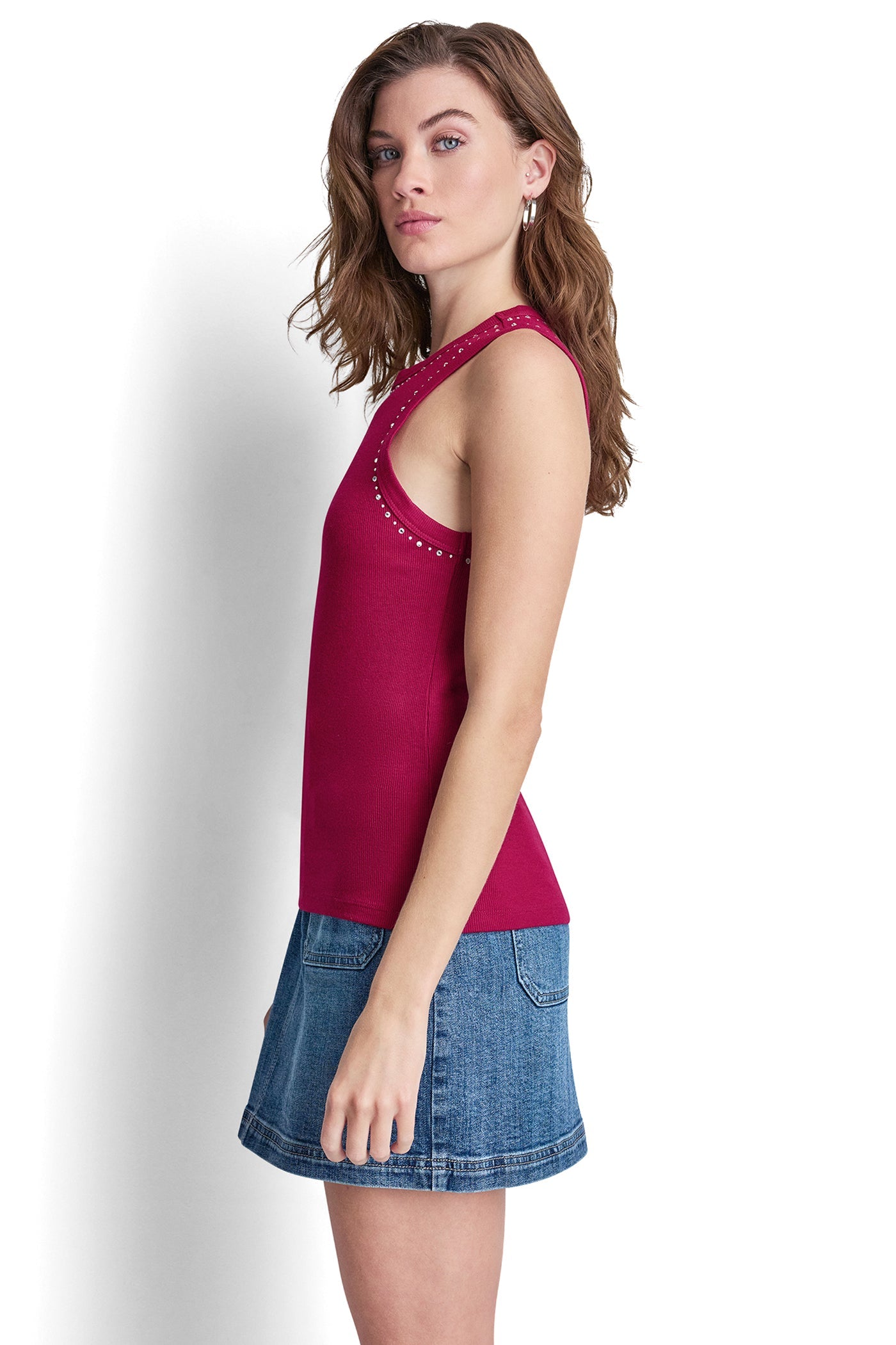 RHINESTONES AND DOME STUDS RIB TANK